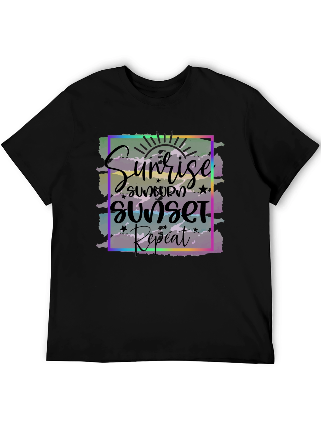Sunrise Sunset Repeat Graphic Tee - Black