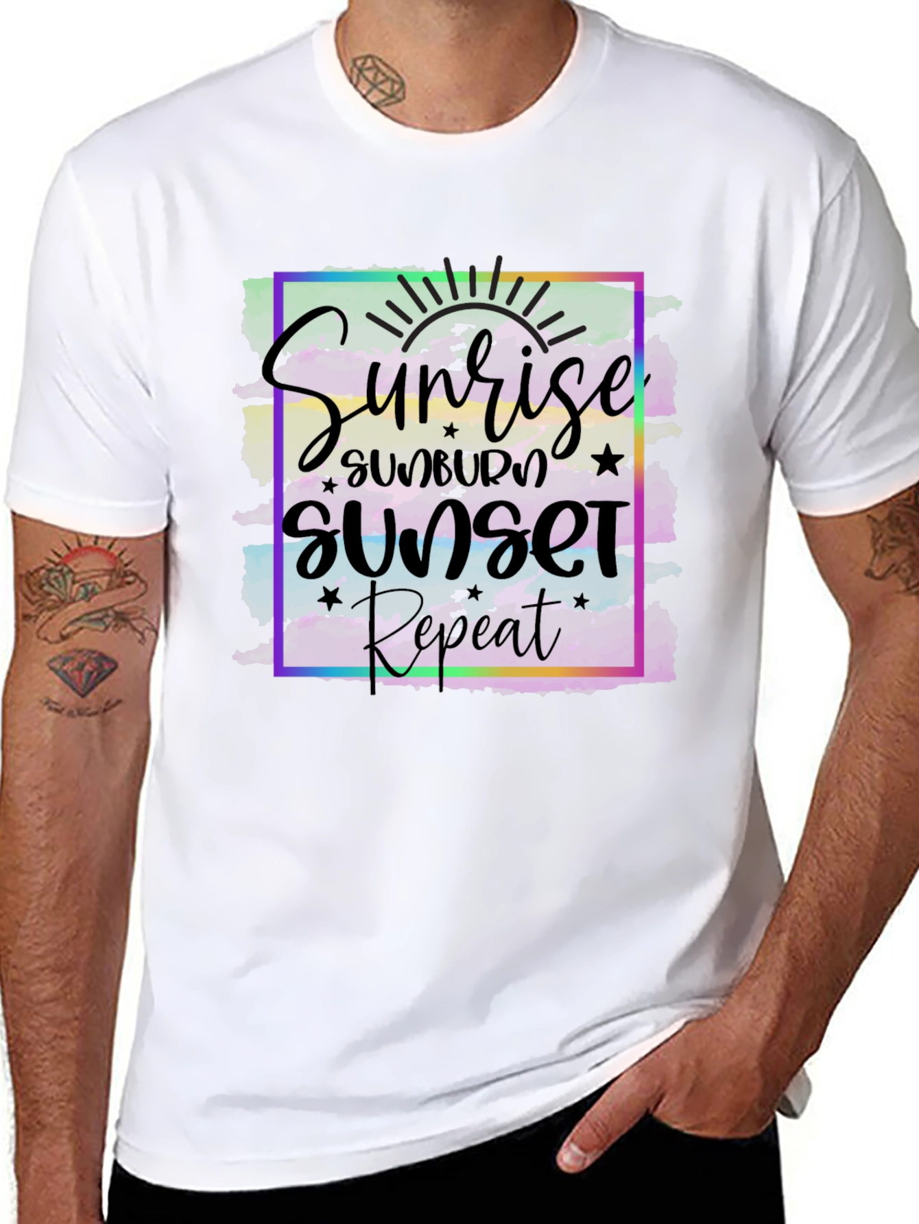 Sunrise Sunset Repeat Graphic Tee - Black