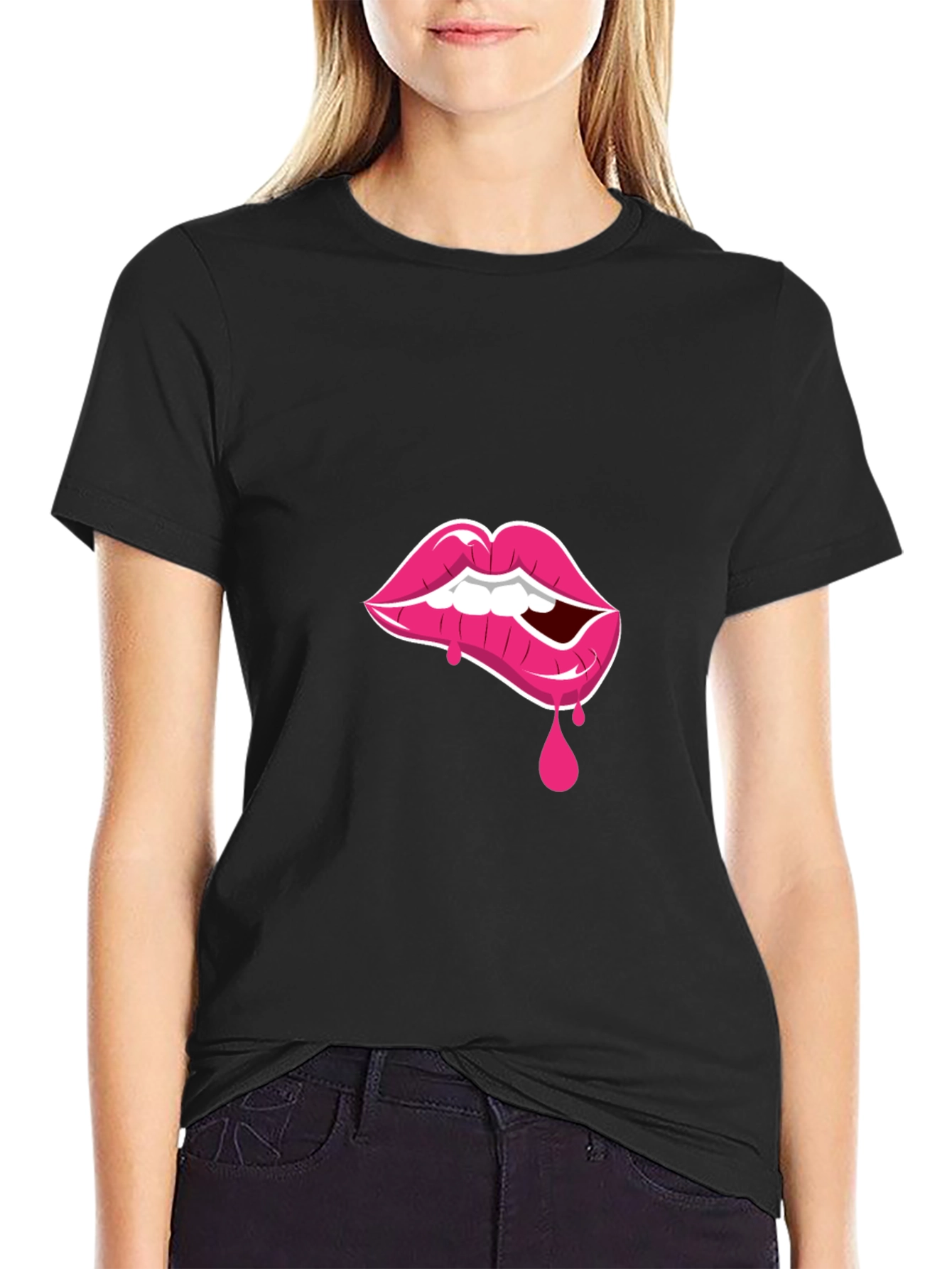 Lip Bite Graphic Tee - Black T-Shirt