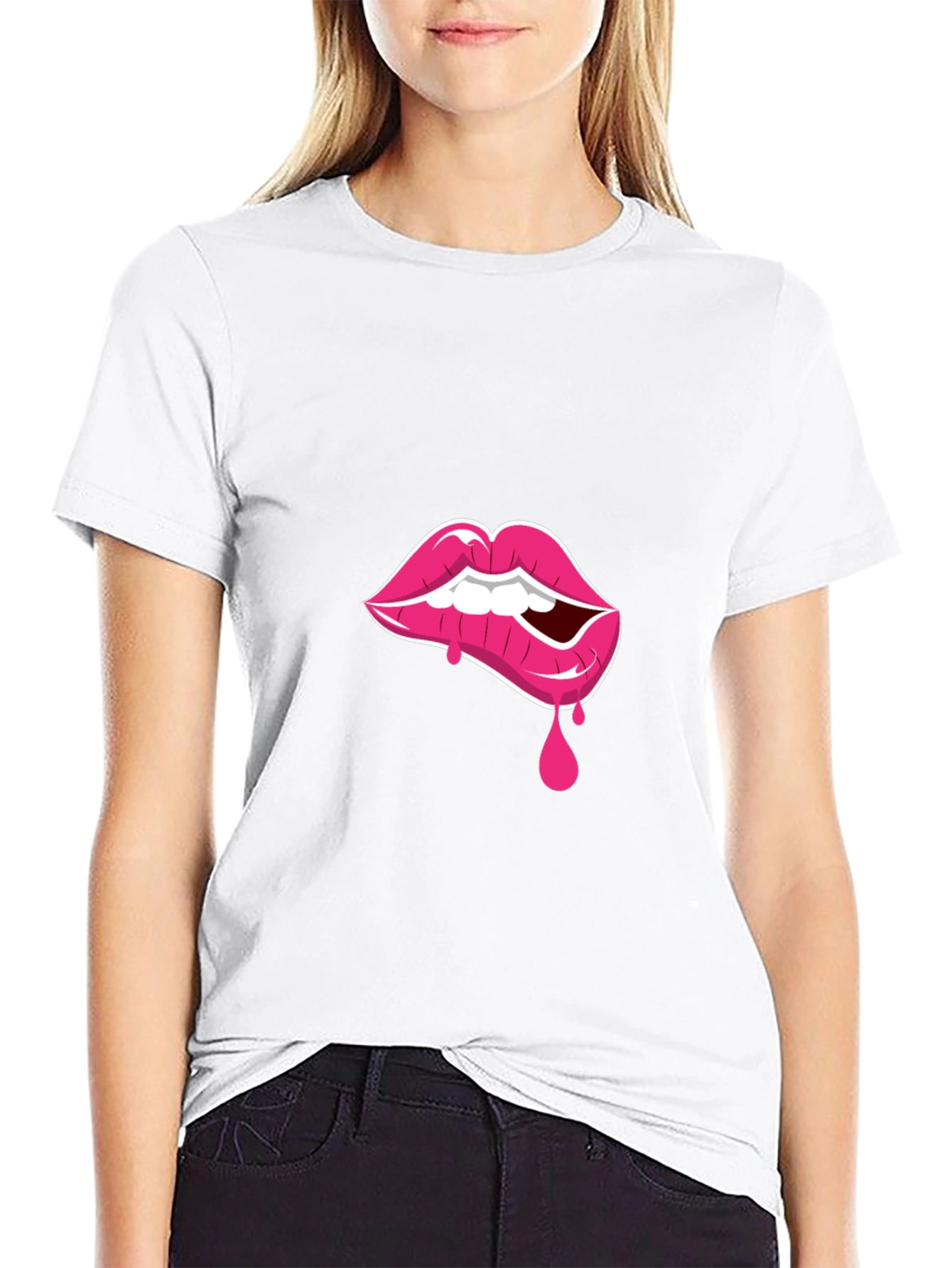 Lip Bite Graphic Tee - Black T-Shirt