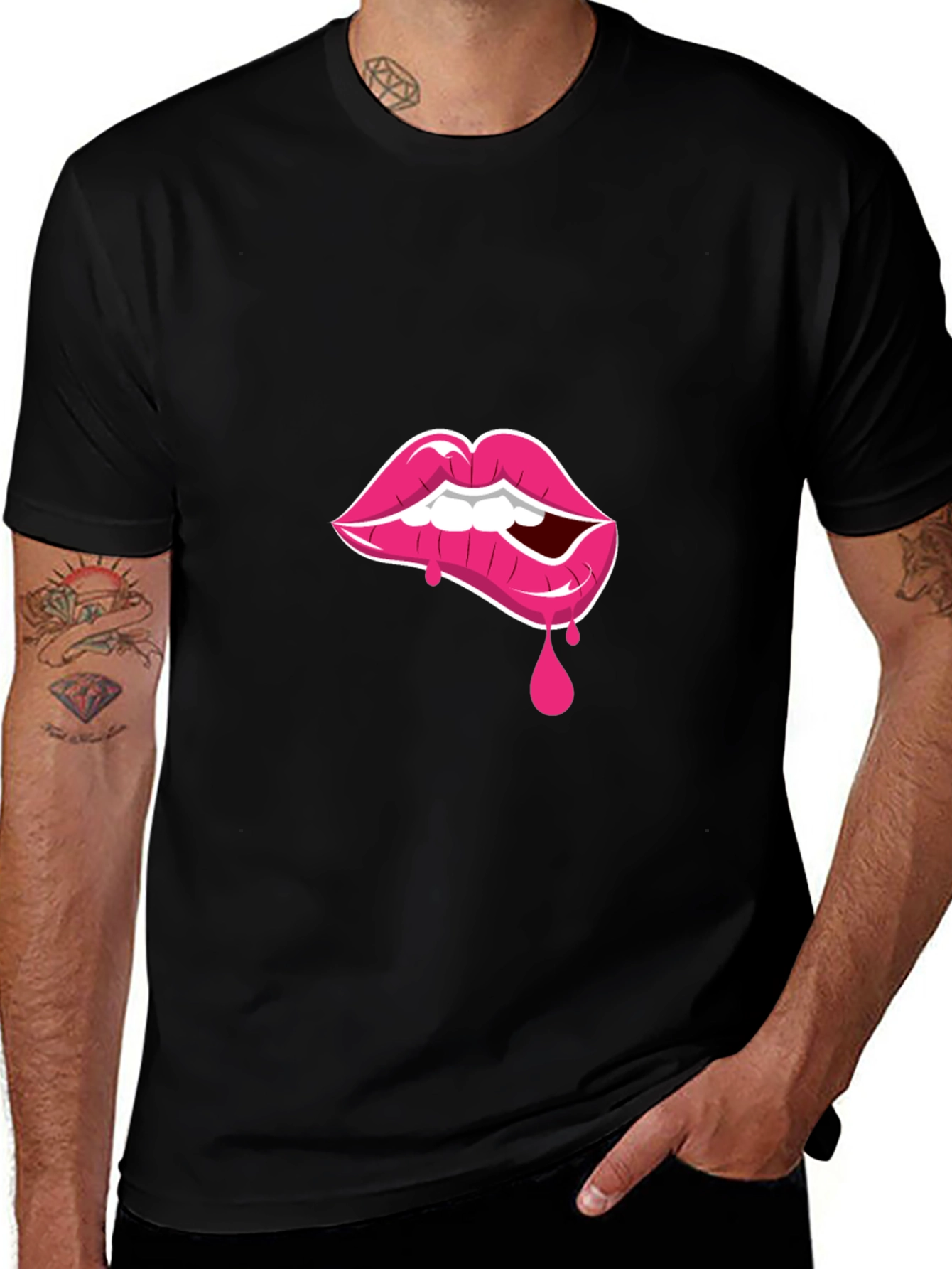 Lip Bite Graphic Tee - Black T-Shirt