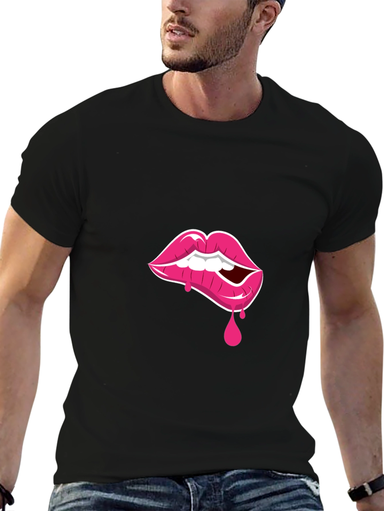 Lip Bite Graphic Tee - Black T-Shirt