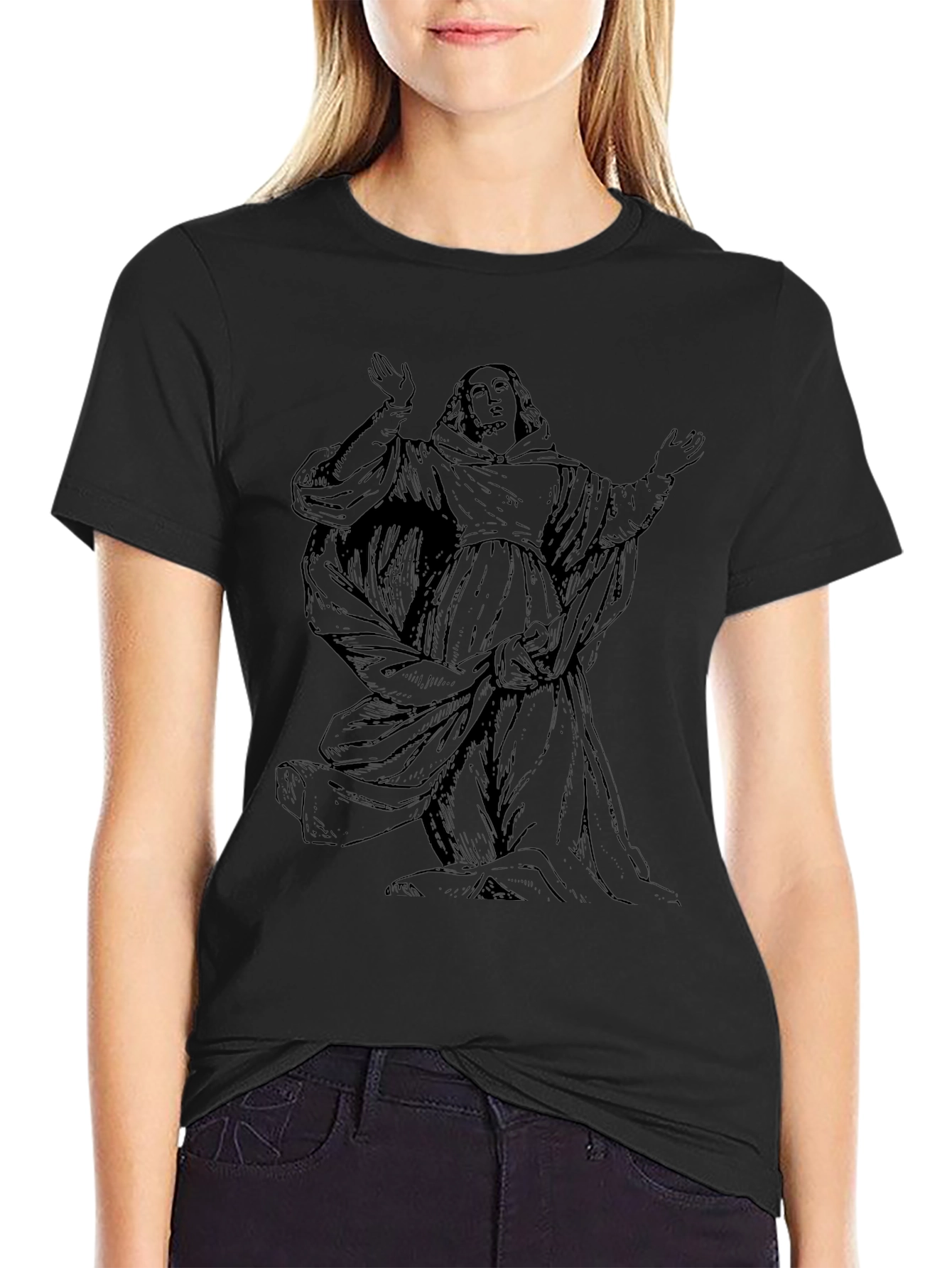 Monk Graphic Black T-Shirt