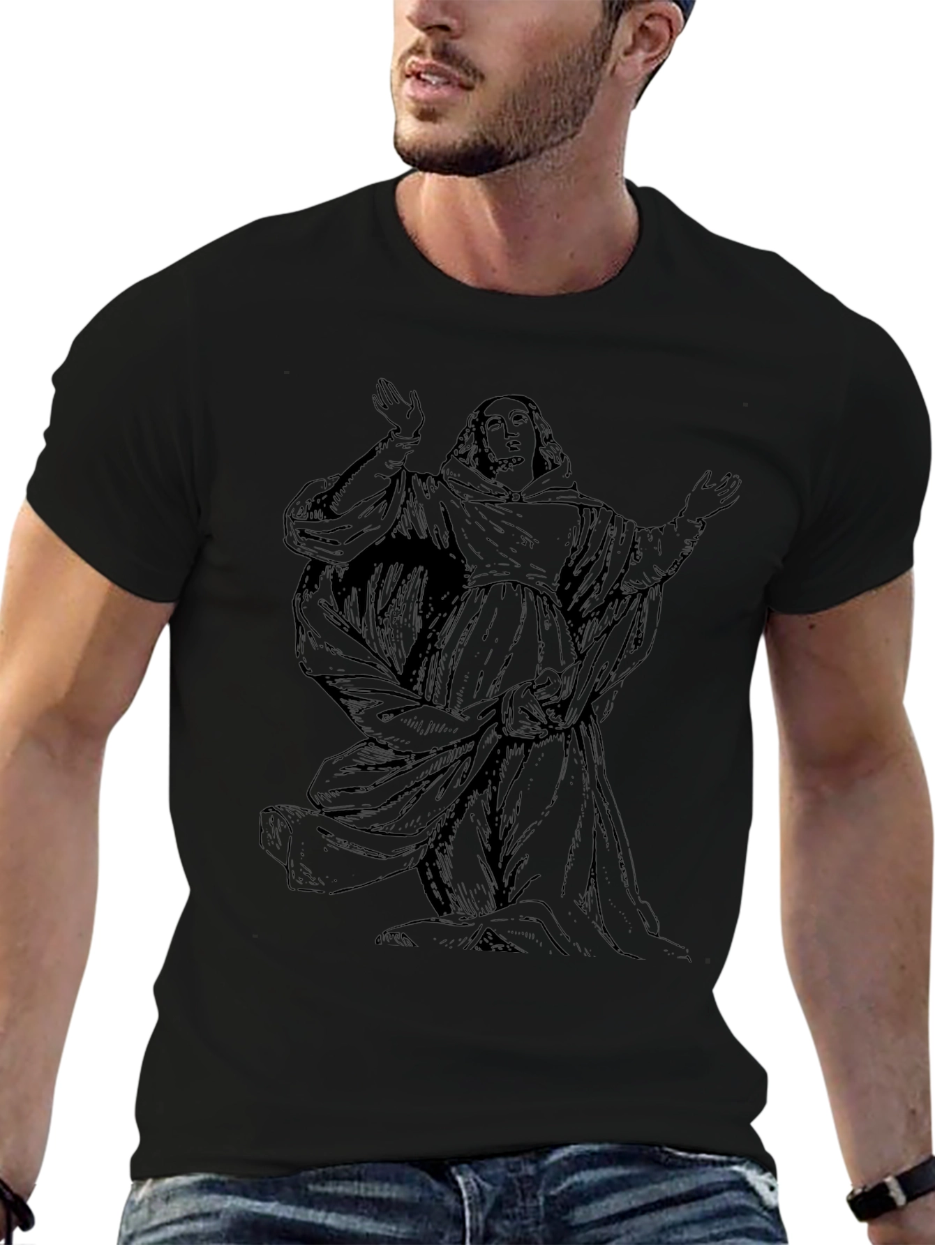 Monk Graphic Black T-Shirt