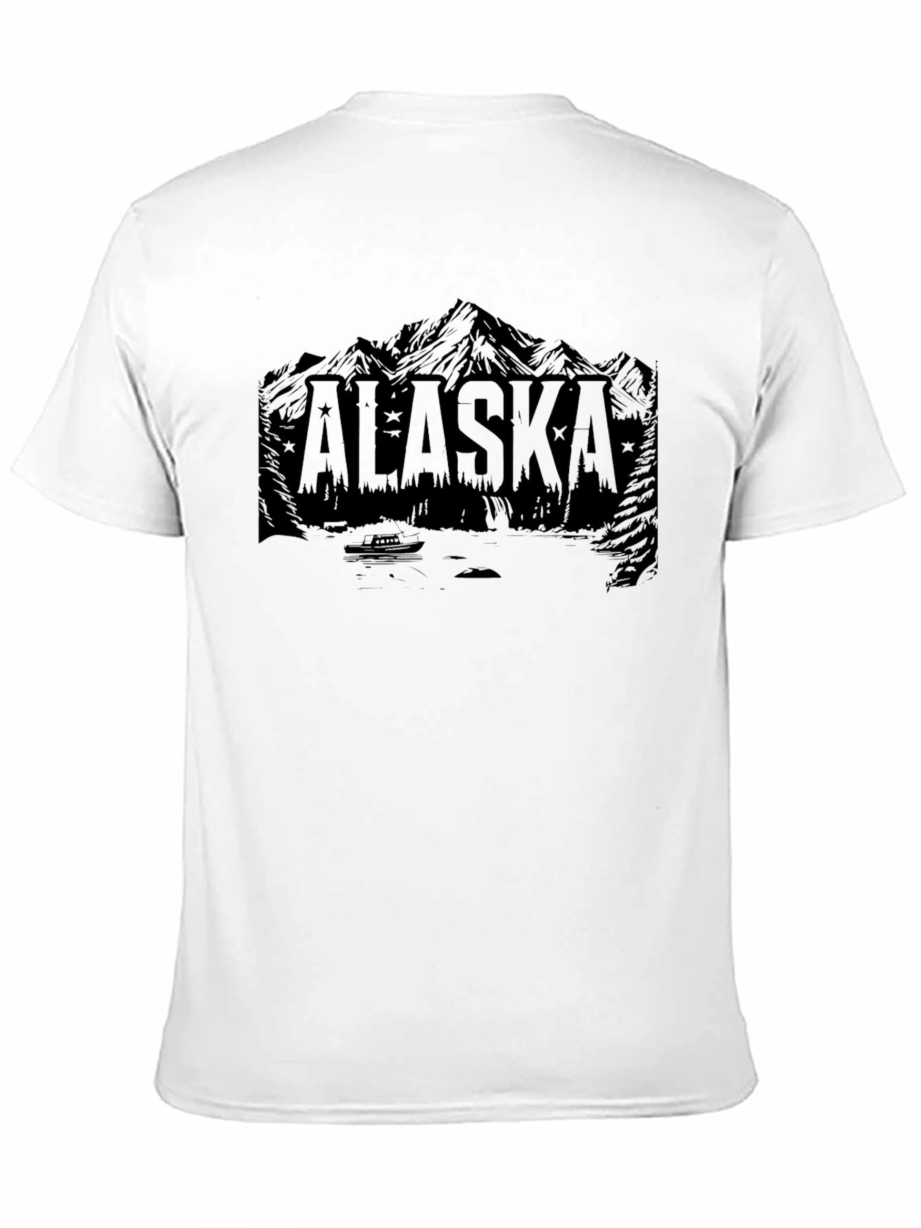 Alaska Mountain Graphic Print Black T-Shirt