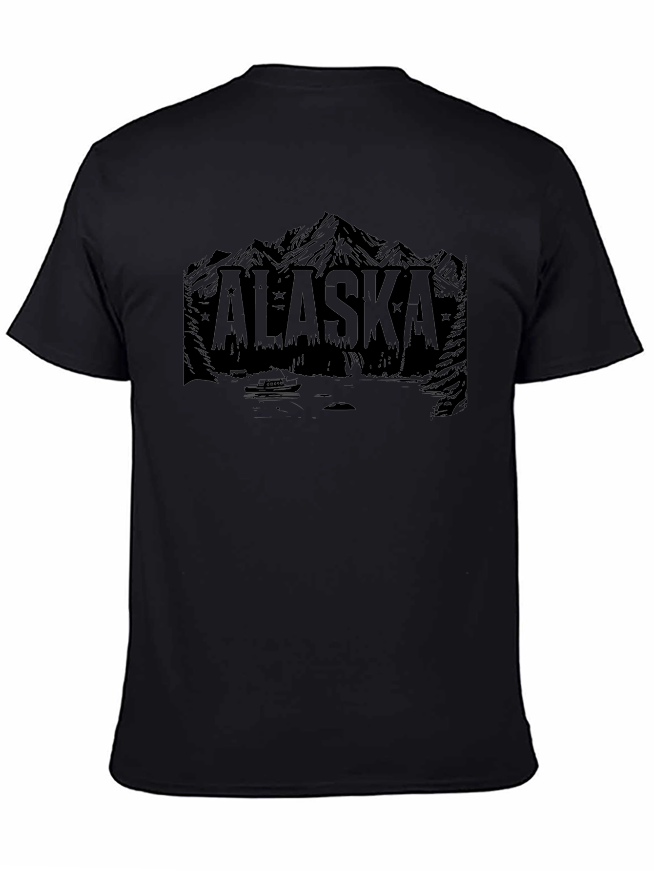 Alaska Mountain Graphic Print Black T-Shirt