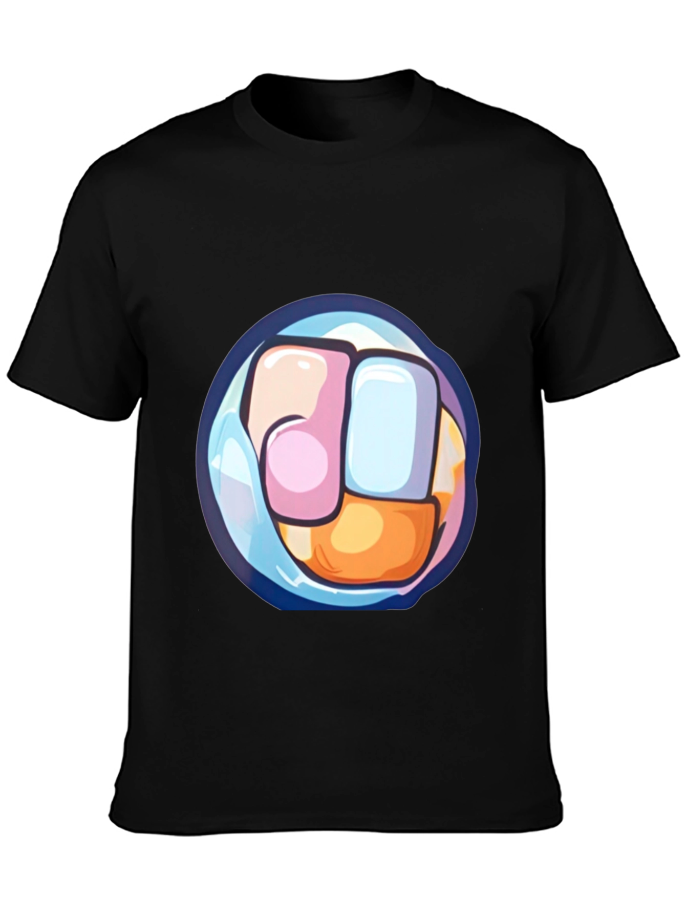 Cartoon Fist Graphic Print Black T-Shirt