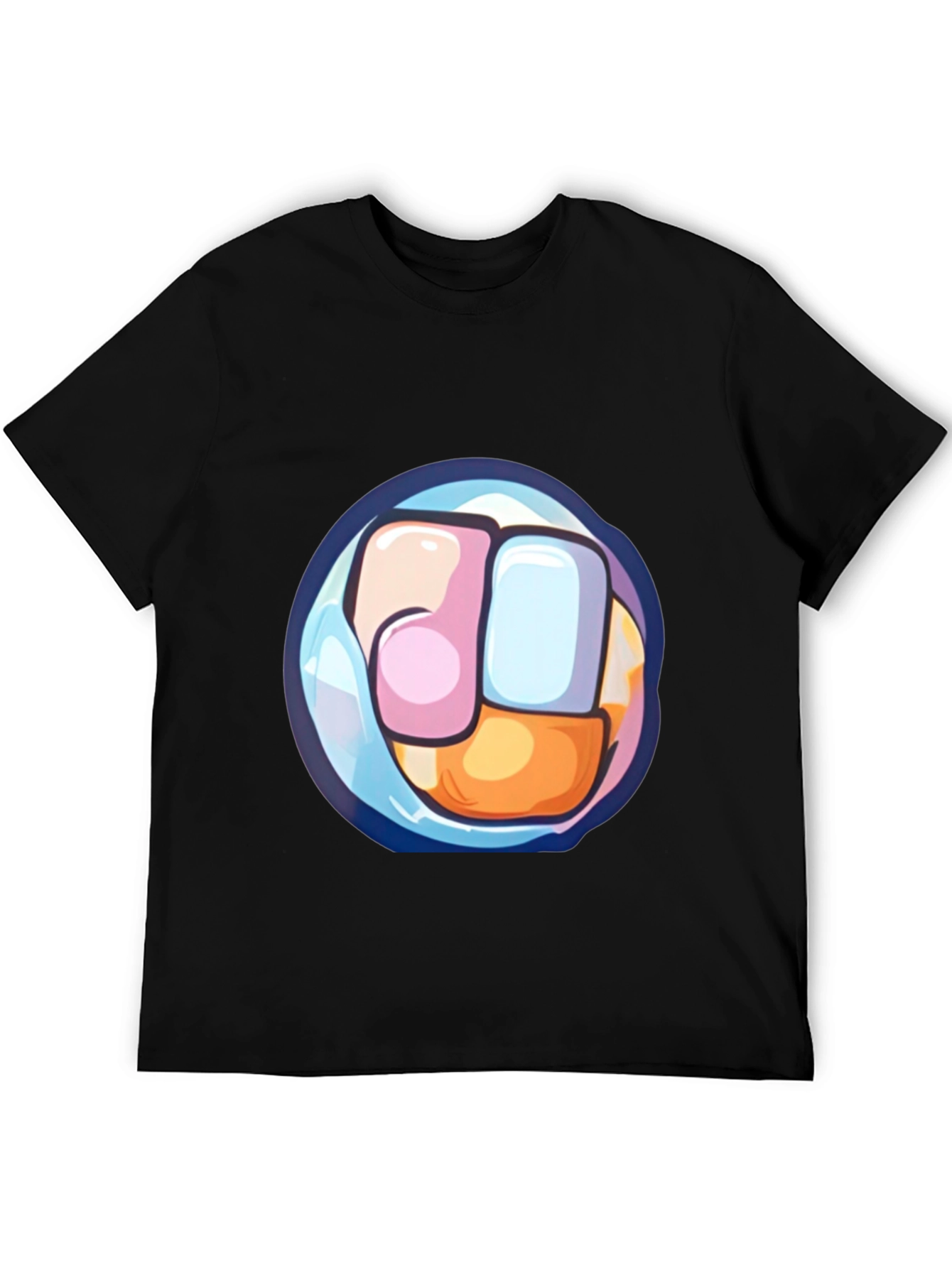 Cartoon Fist Graphic Print Black T-Shirt