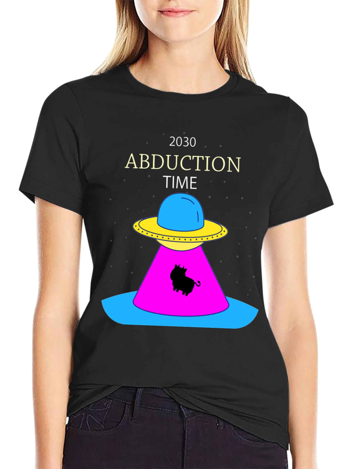 2030 Abduction Time Black T-Shirt