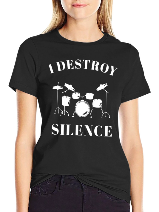 I Destroy Silence Drum Kit Graphic Tee - Black