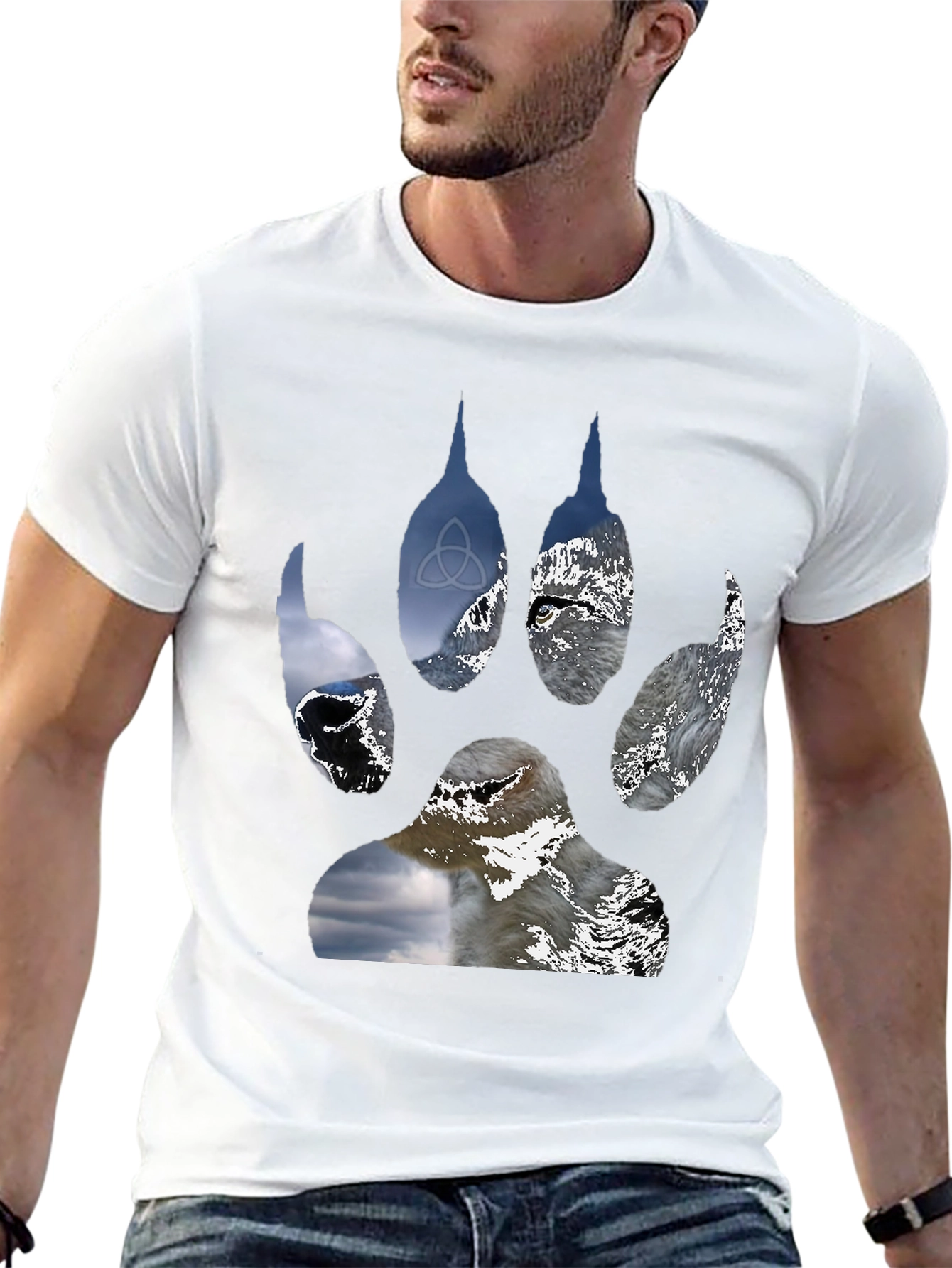 Wolf Paw Print Graphic Tee - Black T-Shirt