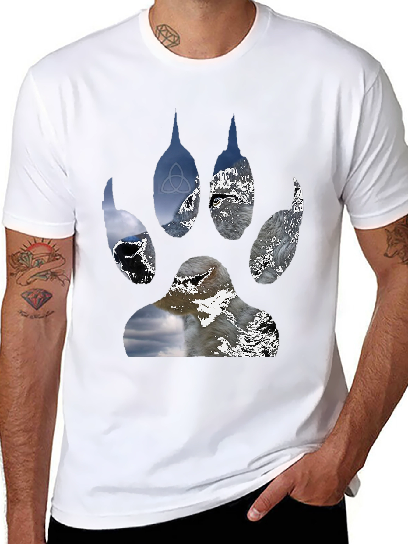 Wolf Paw Print Graphic Tee - Black T-Shirt