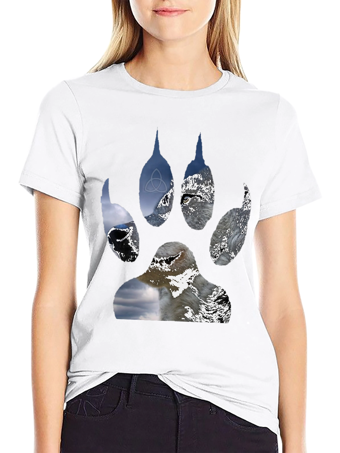 Wolf Paw Print Graphic Tee - Black T-Shirt