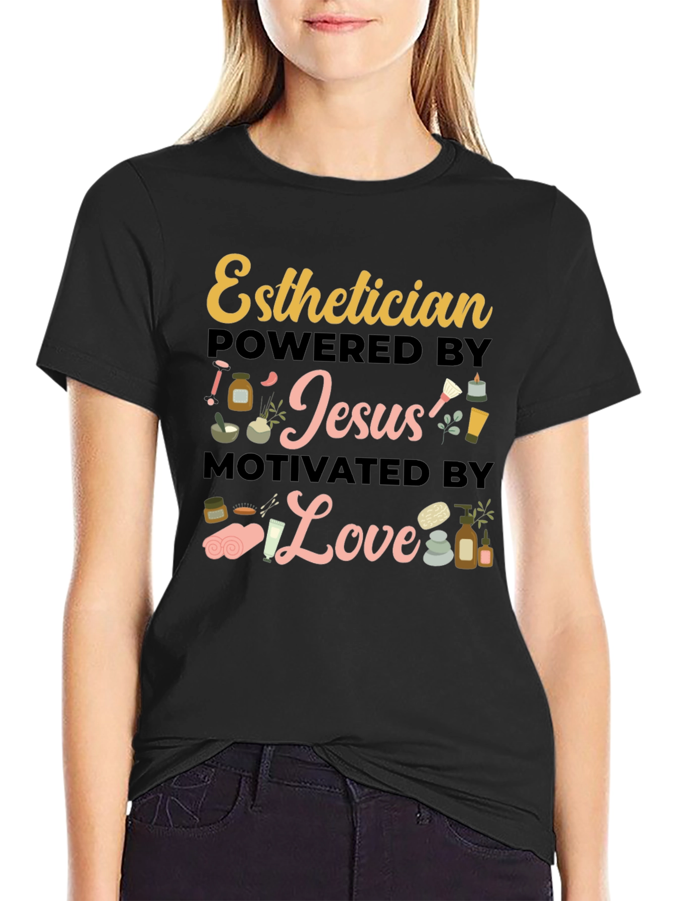 Esthetician Powered by Jesus Love T-Shirt