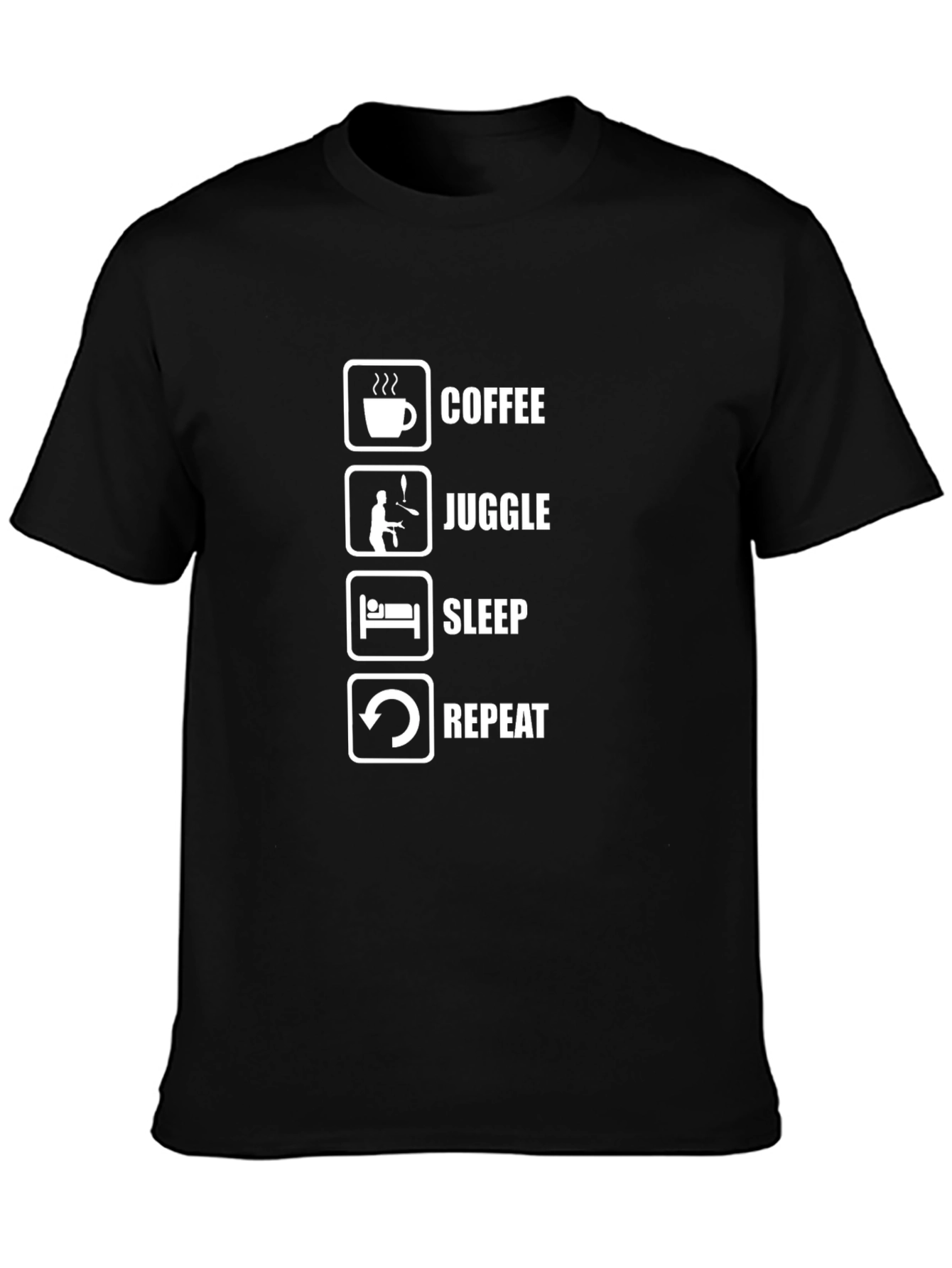 Coffee Juggle Sleep Repeat Black Graphic Tee
