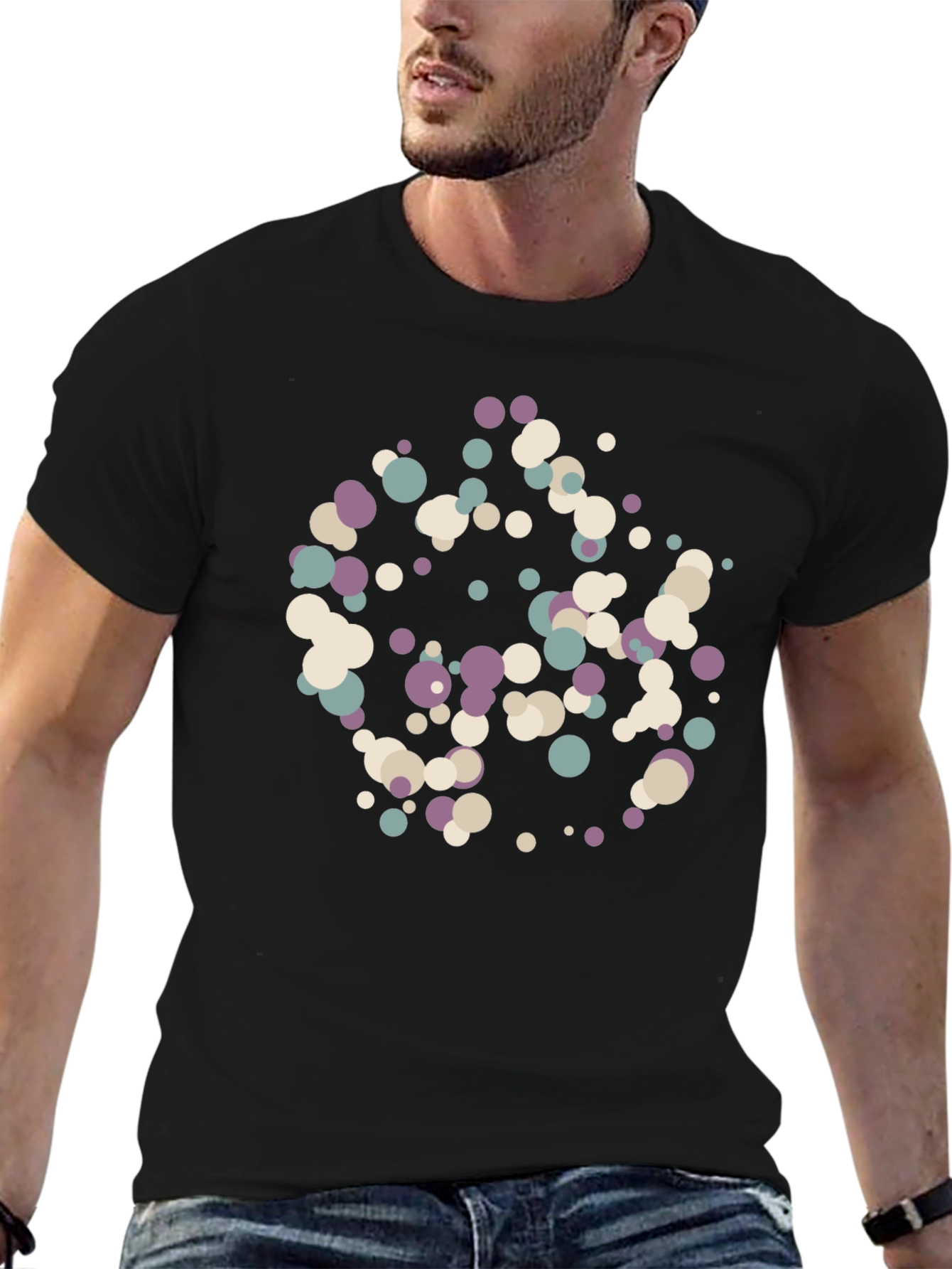 Abstract Dots Black T-Shirt - Modern Art Tee