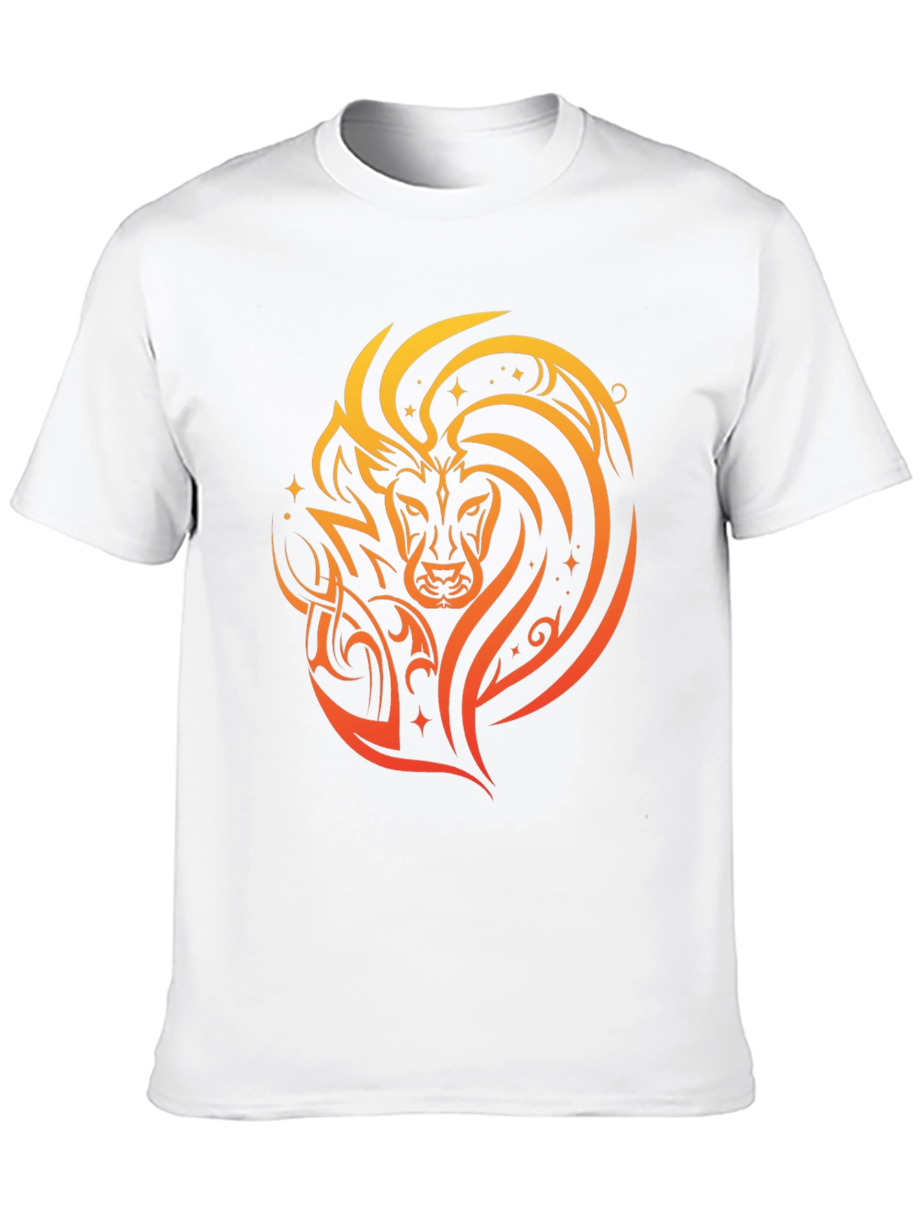 Lion Tribal Art Graphic Print Black T-Shirt