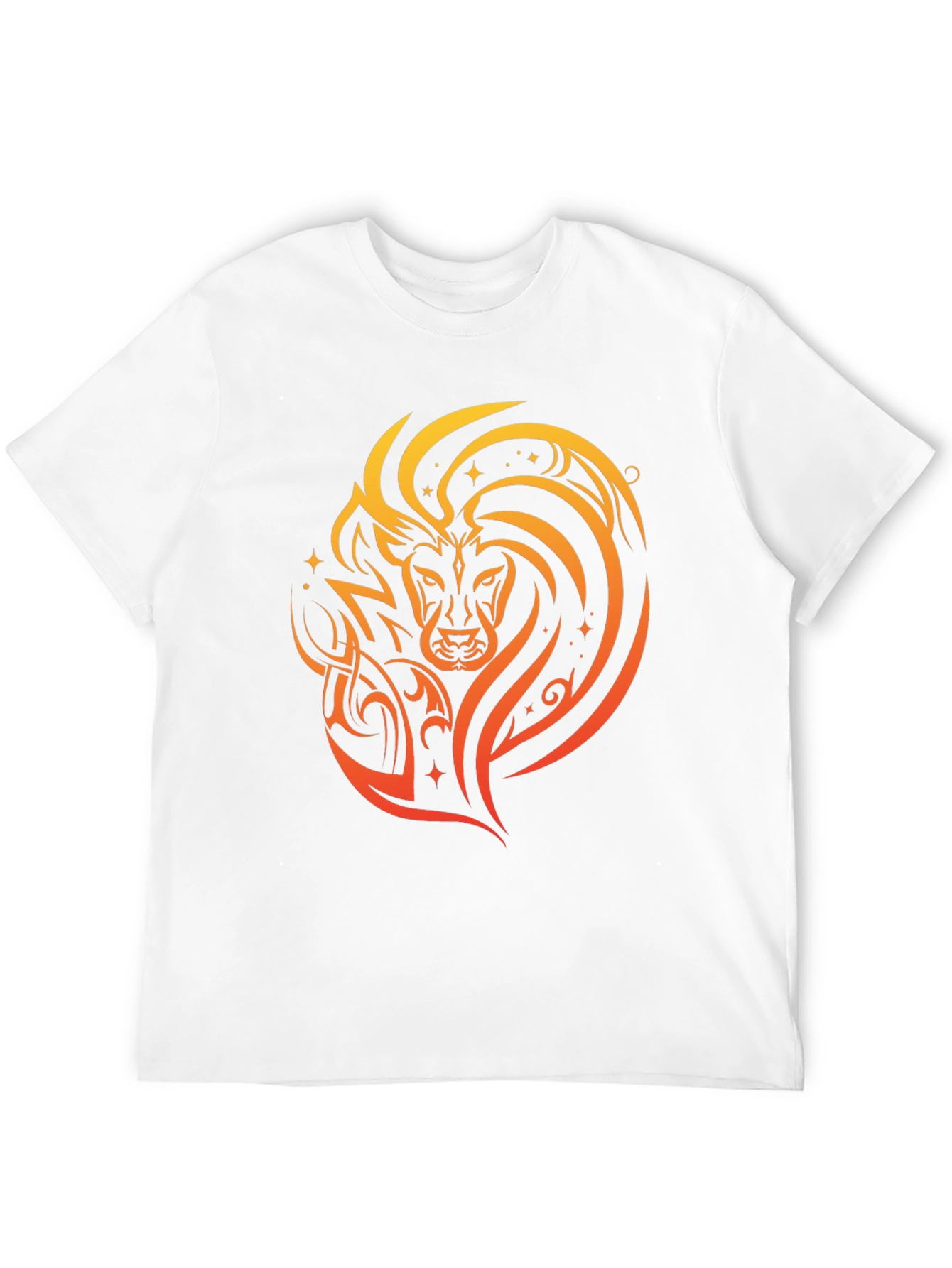 Lion Tribal Art Graphic Print Black T-Shirt