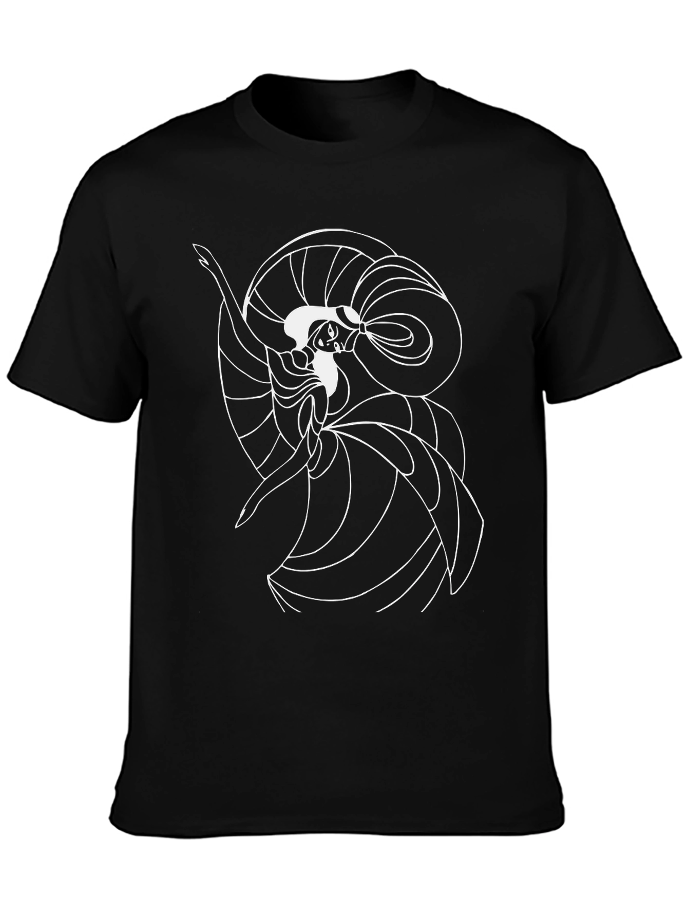 Elegant Black T-Shirt with Abstract Dancer Design