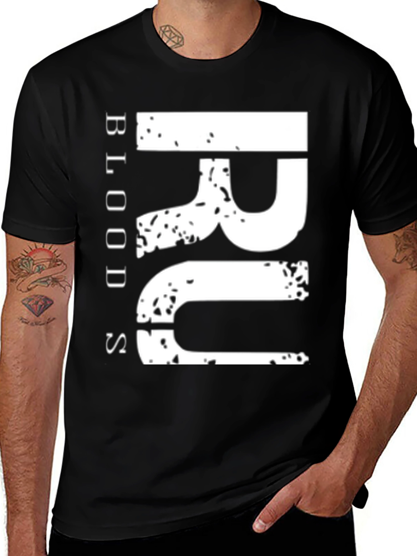 Grunge Bloods Graphic Tee - Black Cotton Casual Fit