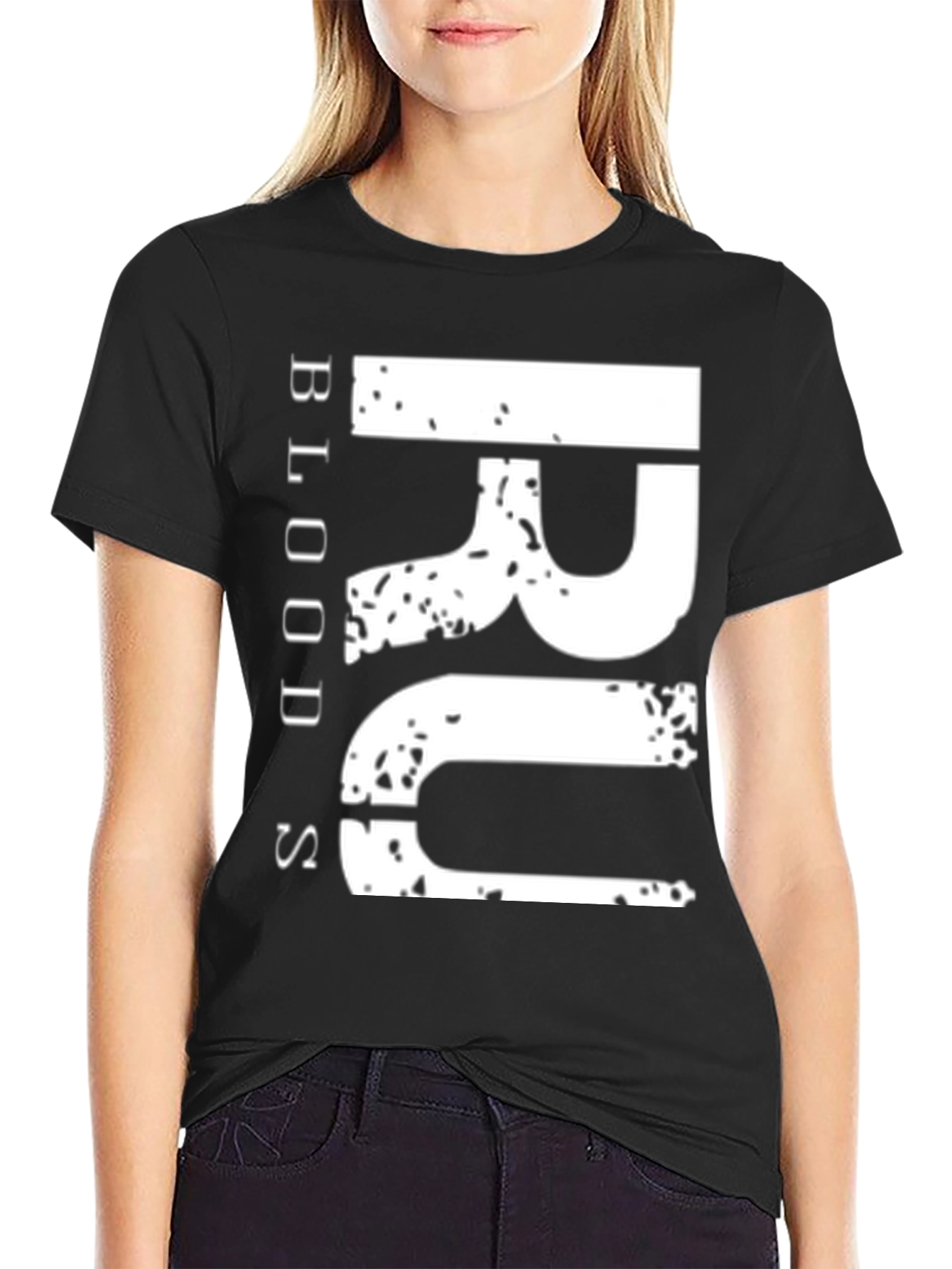Grunge Bloods Graphic Tee - Black Cotton Casual Fit