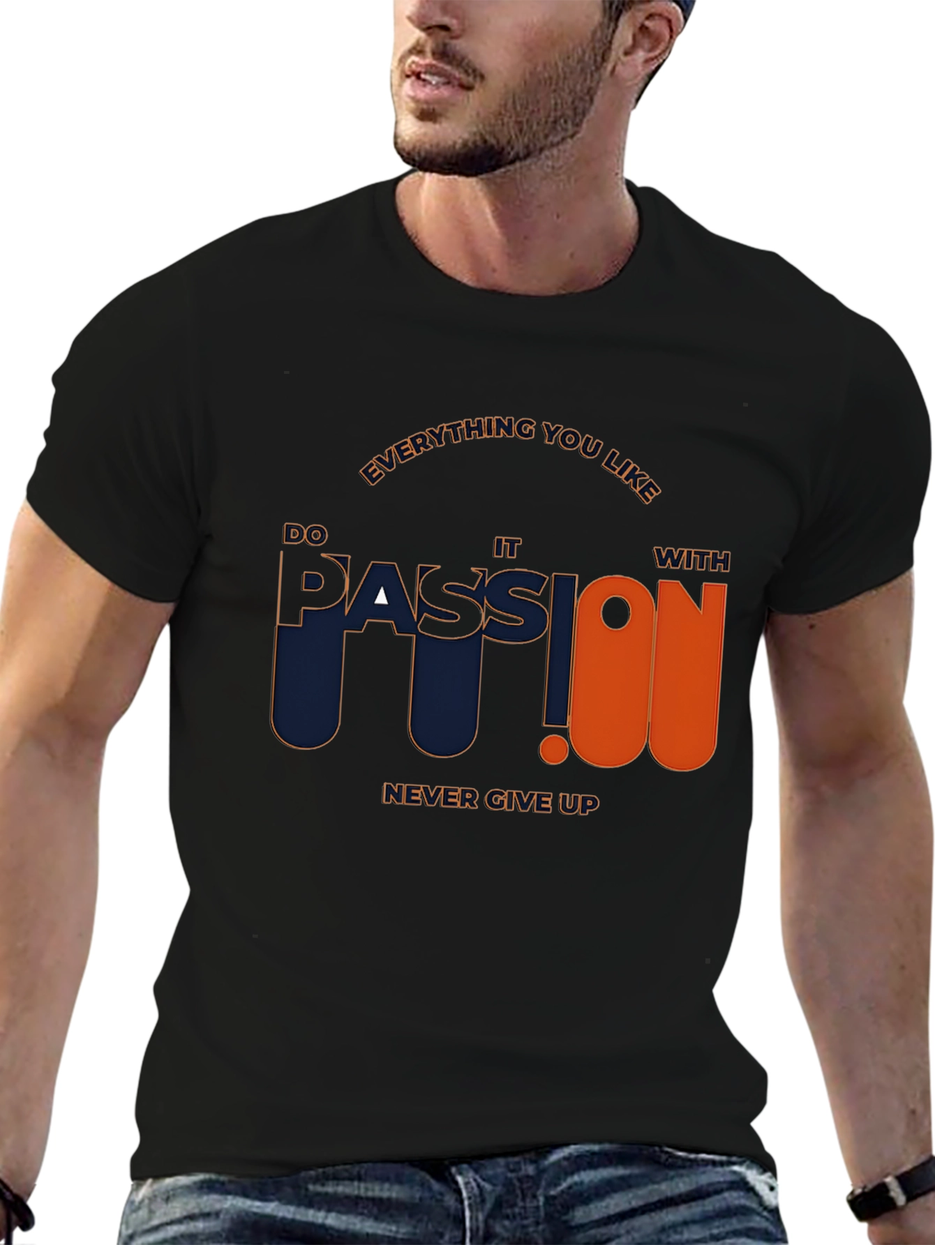 Motivational Passion Graphic Tee - Black