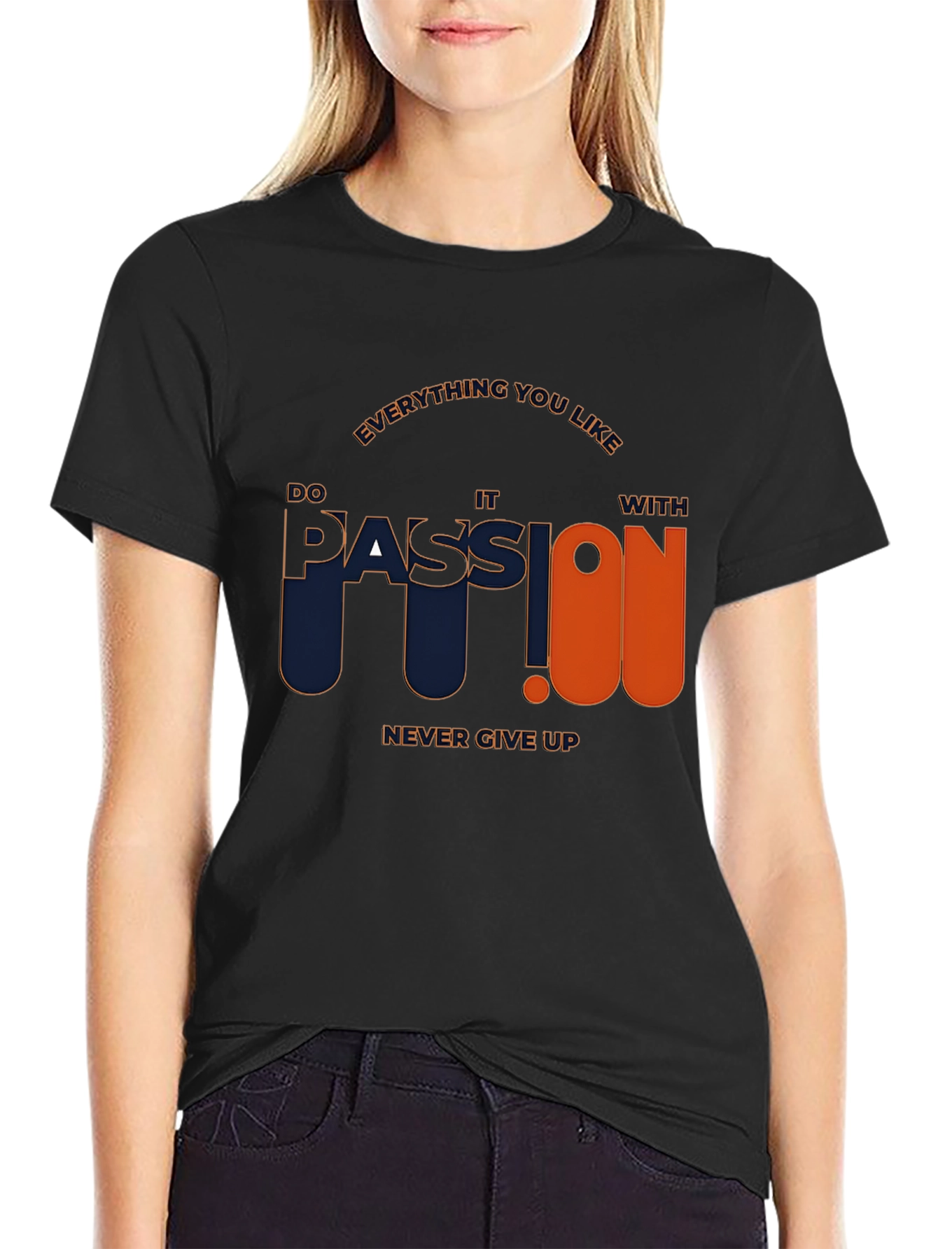 Motivational Passion Graphic Tee - Black
