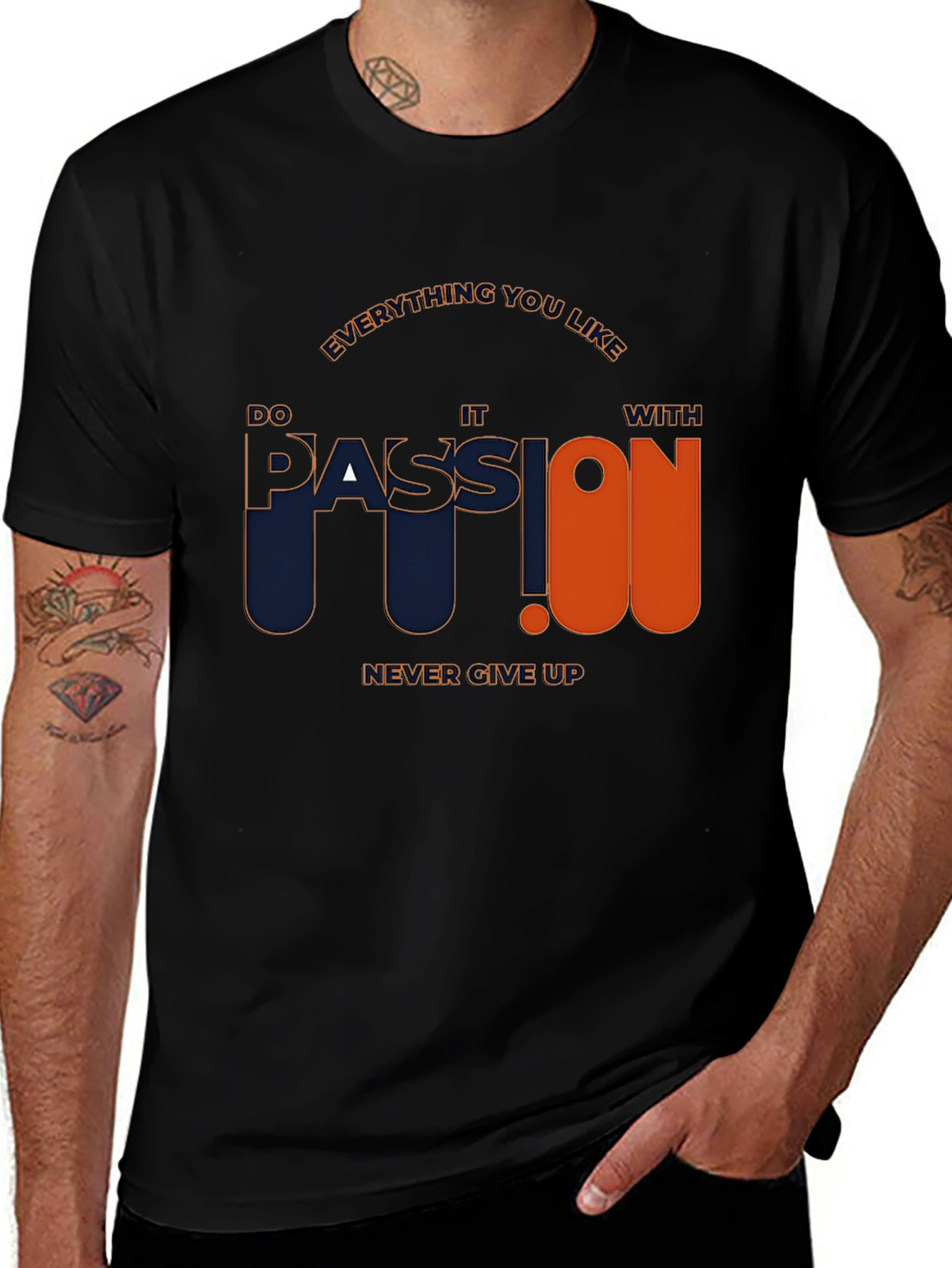 Motivational Passion Graphic Tee - Black