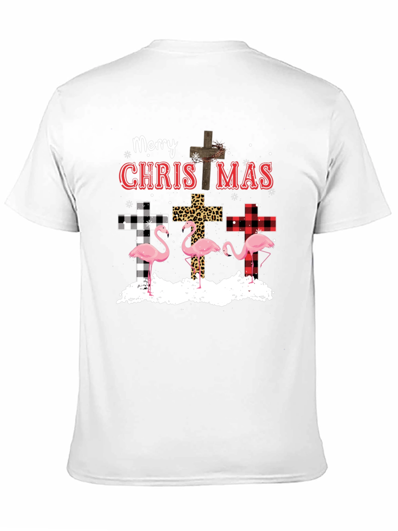 Merry Christmas Flamingo Cross Graphic Tee