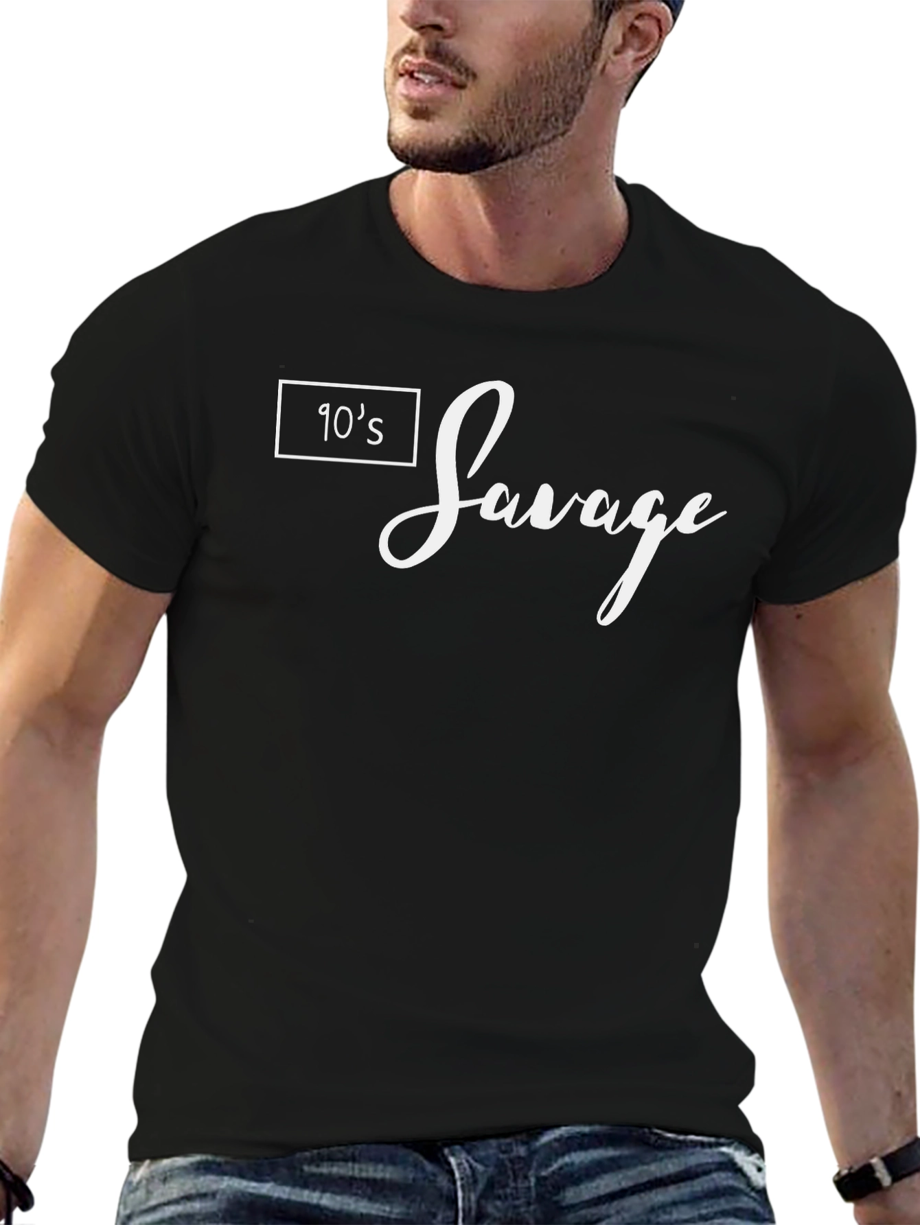 90s Savage Graphic Tee - Black Cotton T-Shirt
