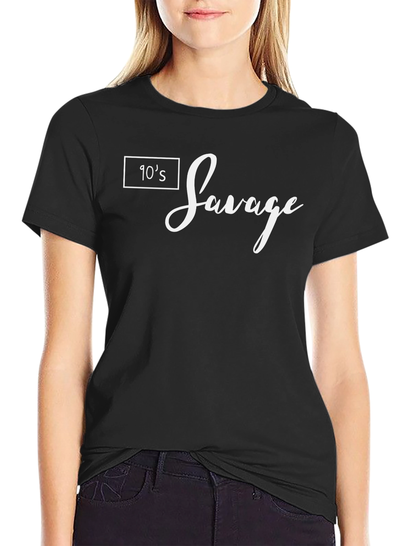 90s Savage Graphic Tee - Black Cotton T-Shirt