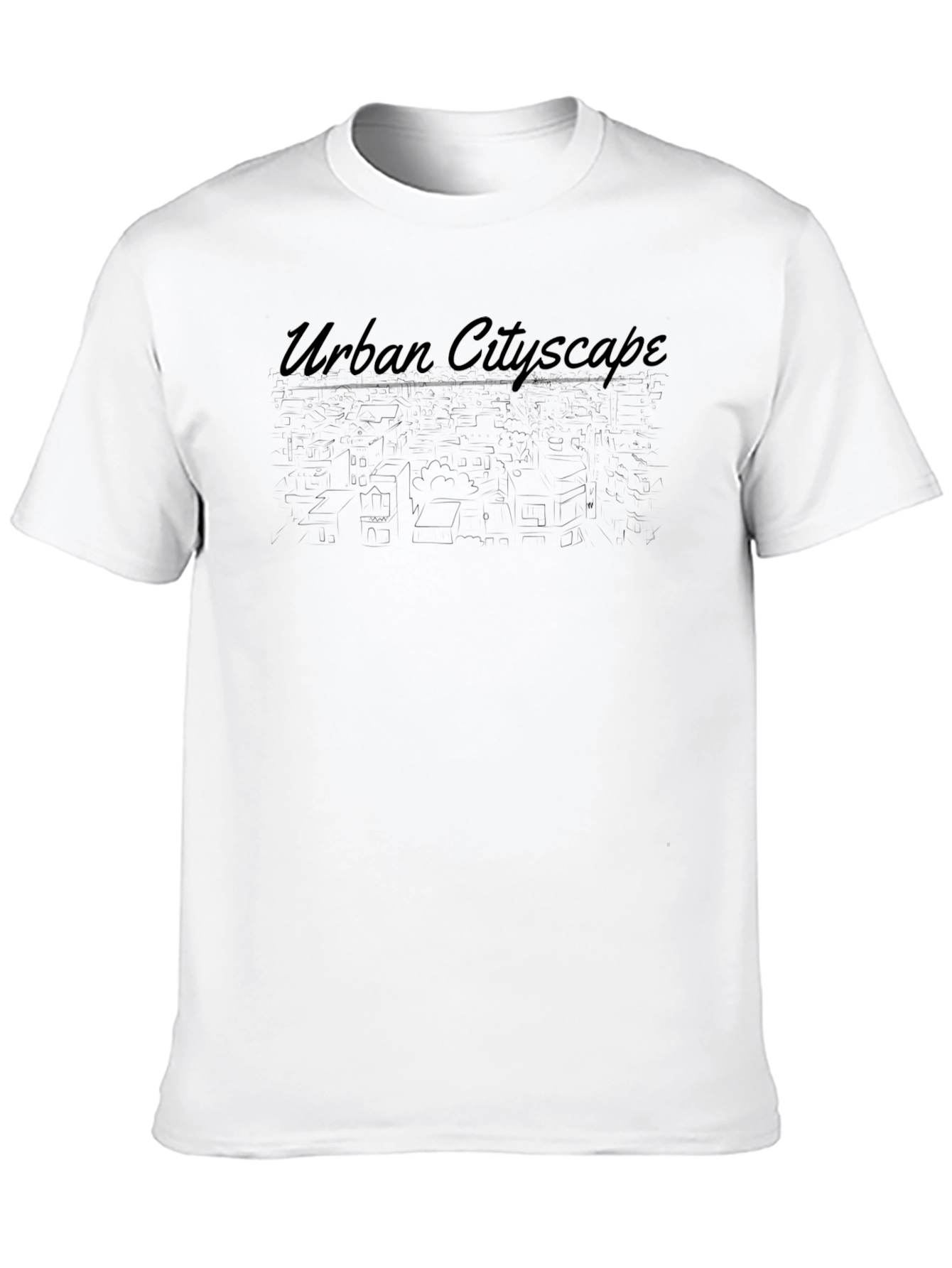 Urban Cityscape Graphic Tee - Black Short Sleeve