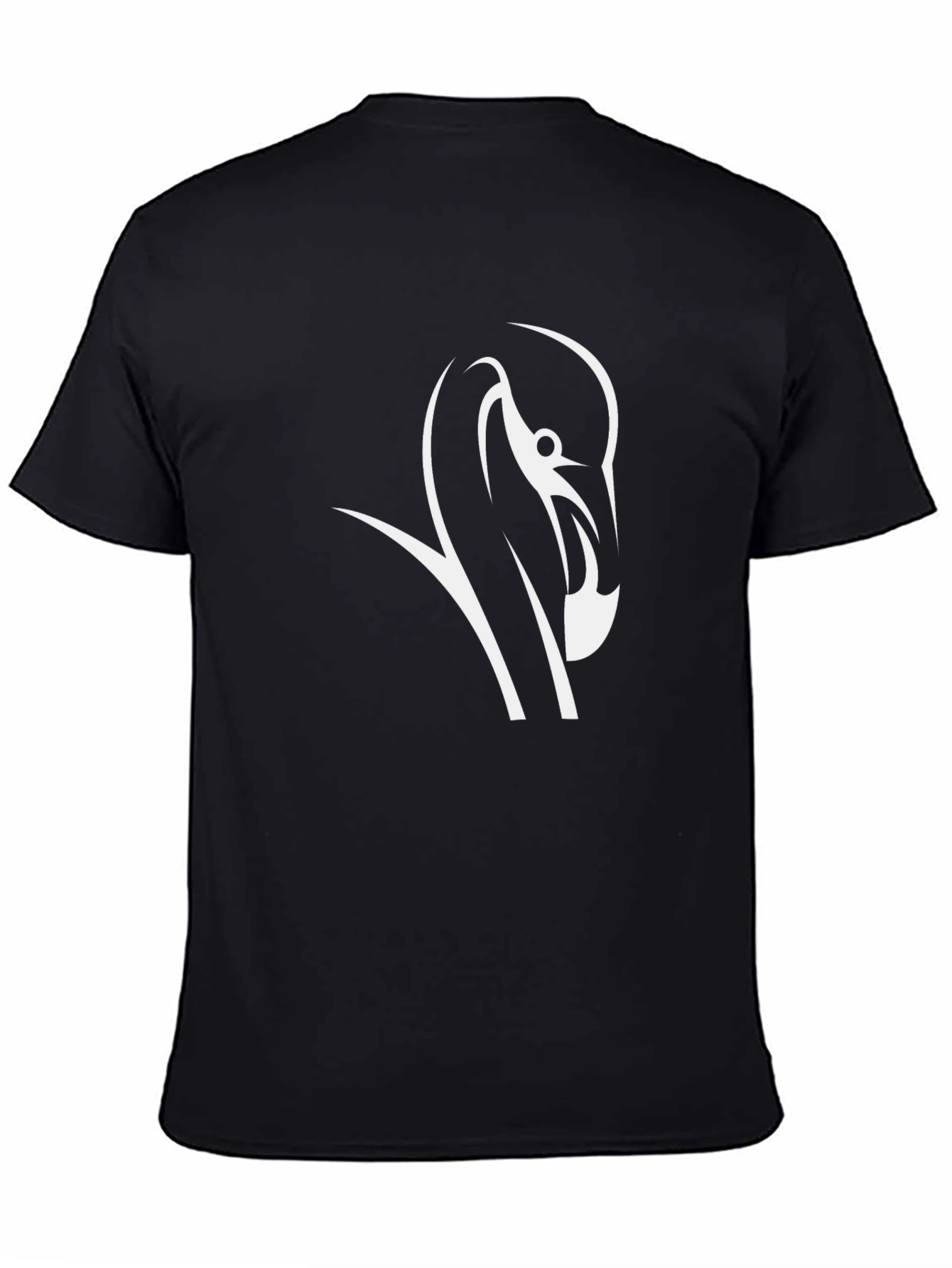Black T-Shirt with Swan Graphic