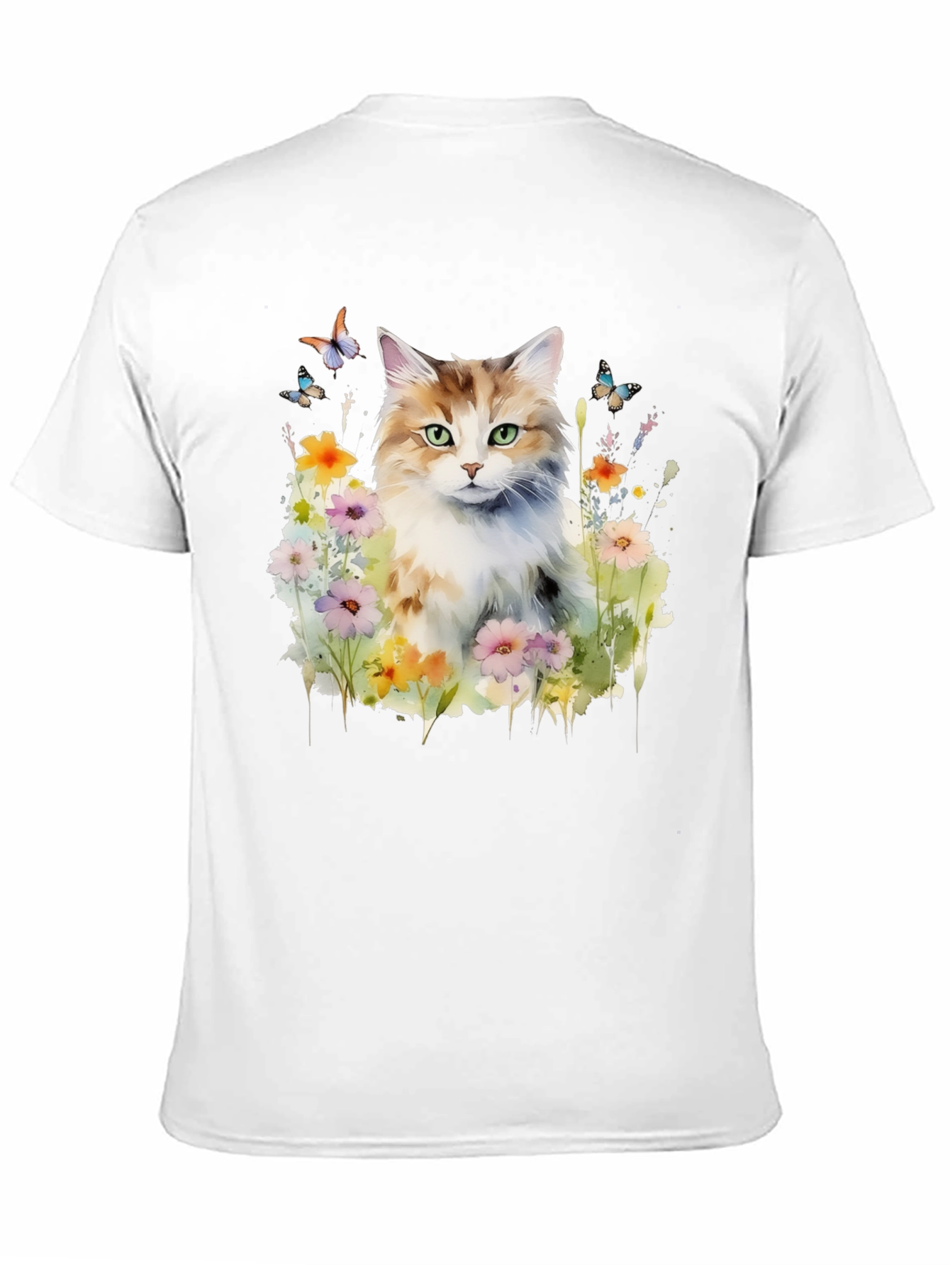 Cat & Flower Graphic Tee - Black