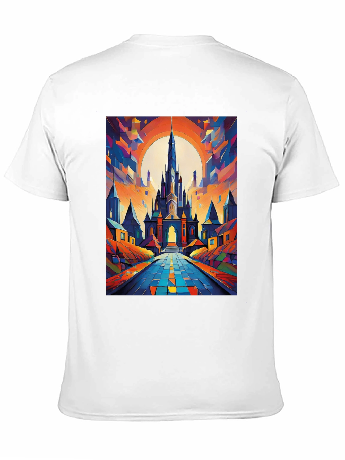 Abstract Castle Graphic Tee - Artistic Print T-Shirt