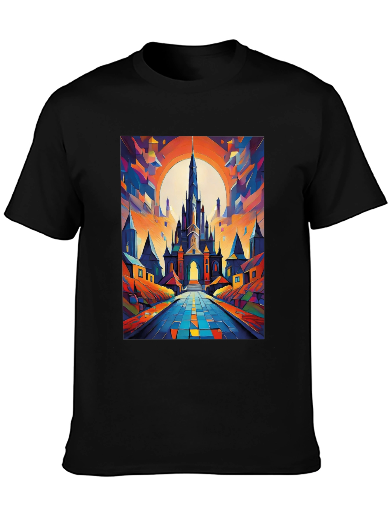Abstract Castle Graphic Tee - Artistic Print T-Shirt