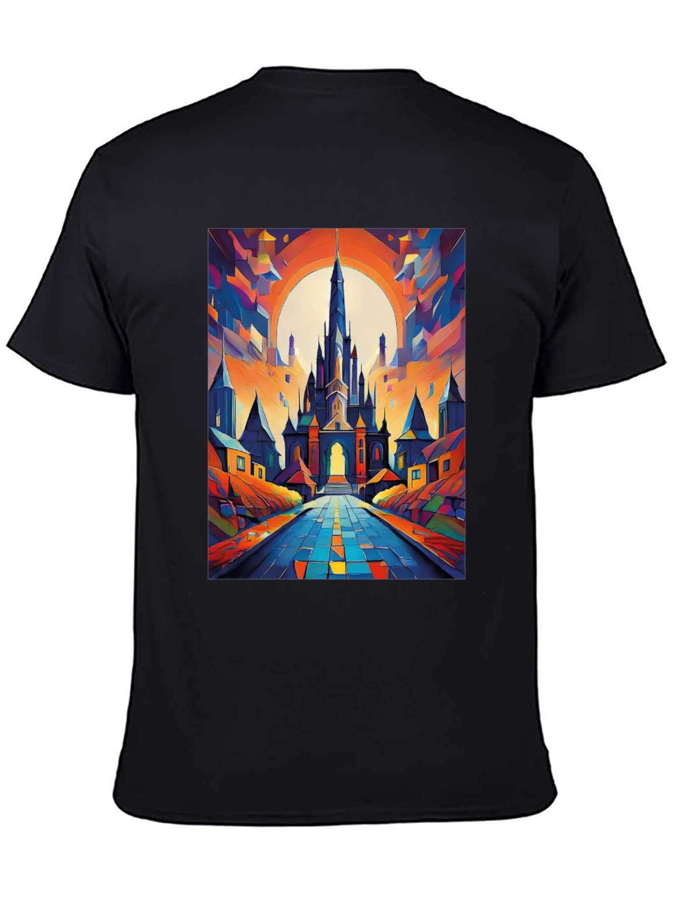 Abstract Castle Graphic Tee - Artistic Print T-Shirt
