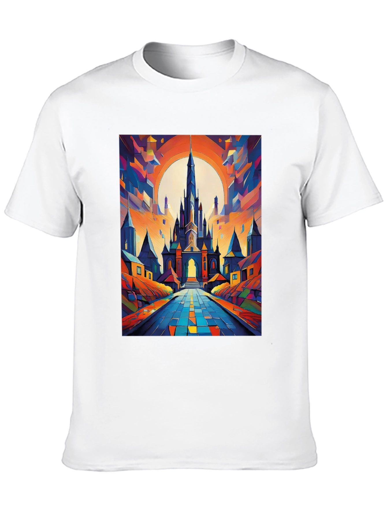 Abstract Castle Graphic Tee - Artistic Print T-Shirt