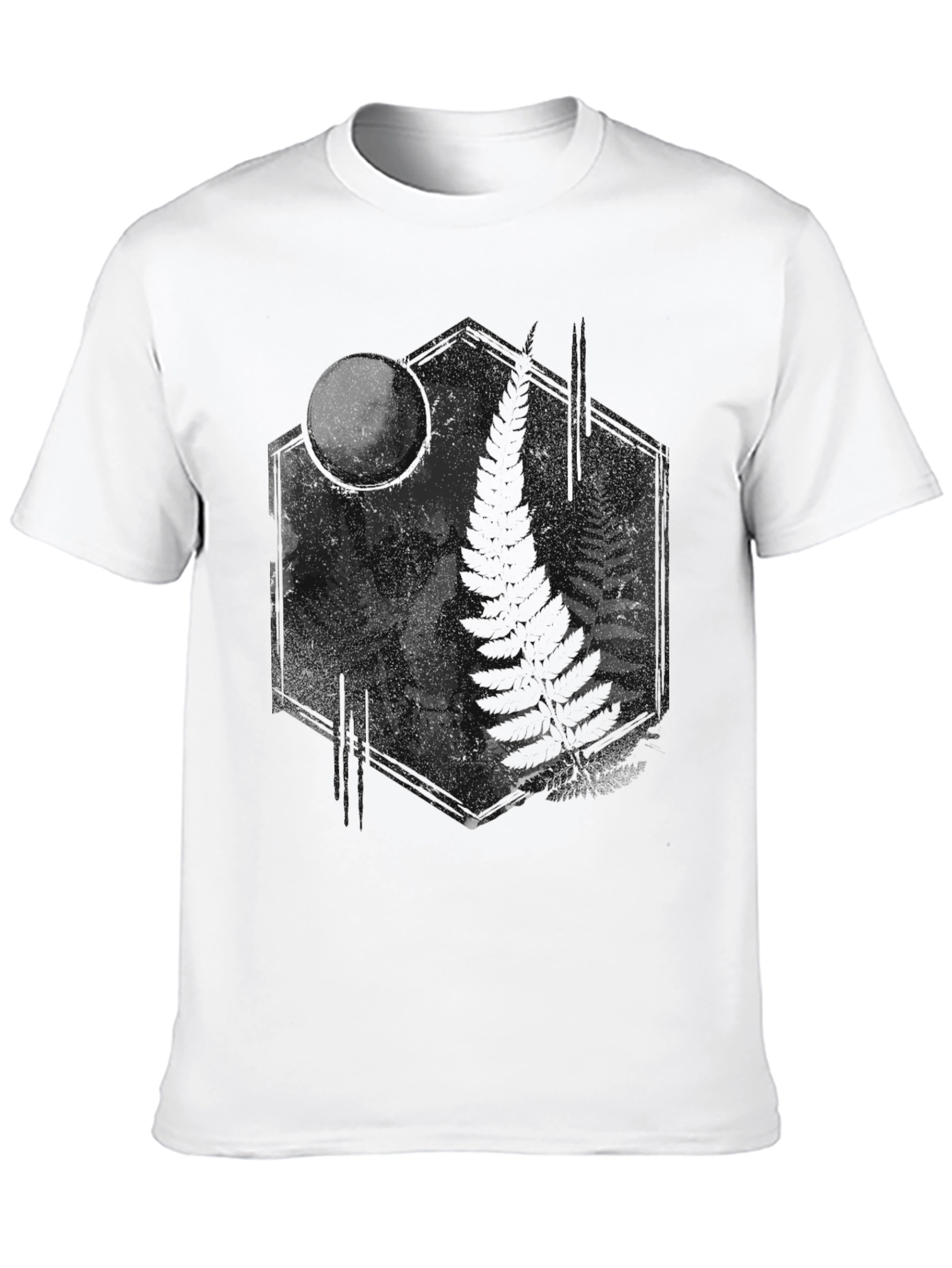 Dark Moon Skull Fern Graphic Tee - Black