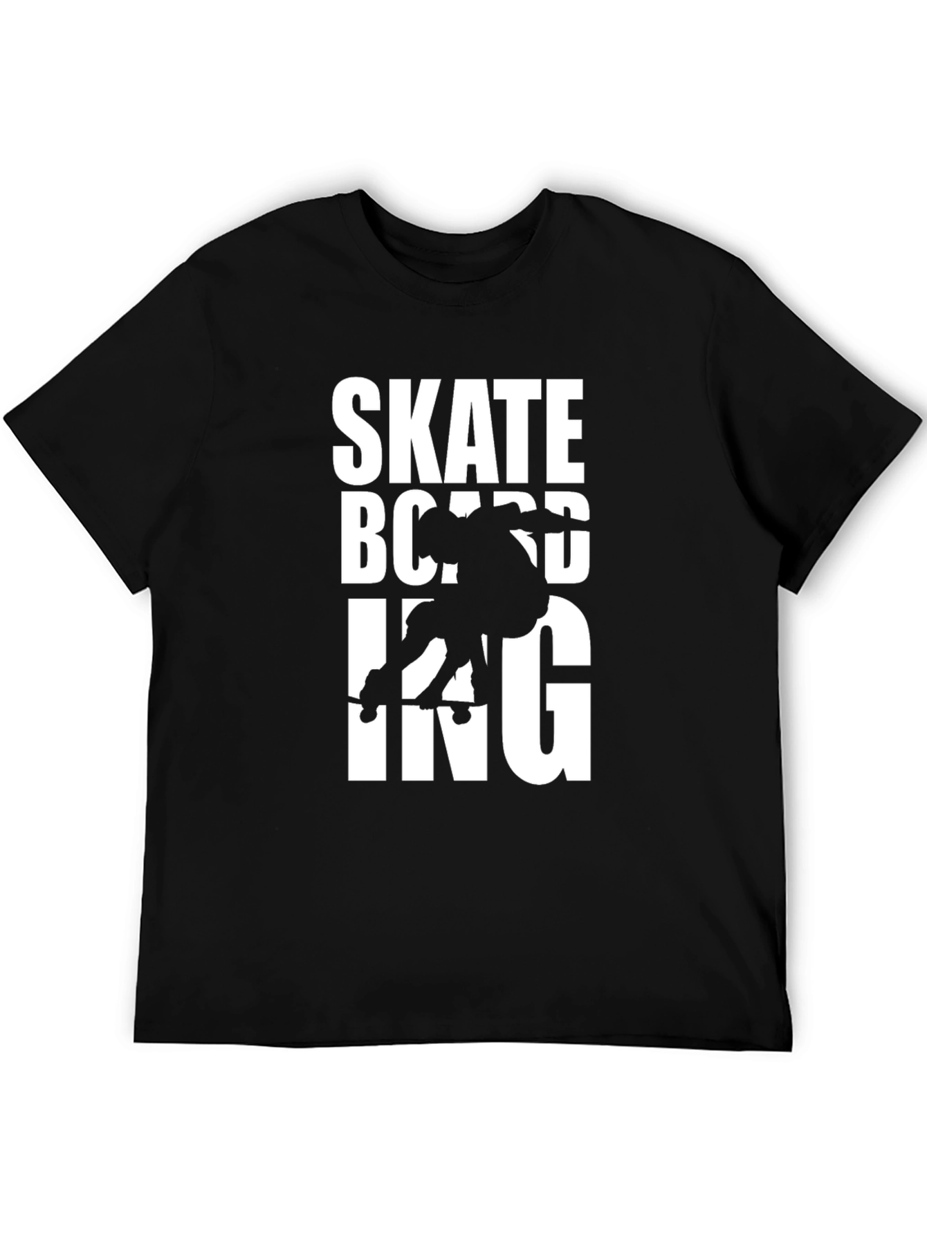 Skateboarding Graphic Tee - Black Cotton T-Shirt