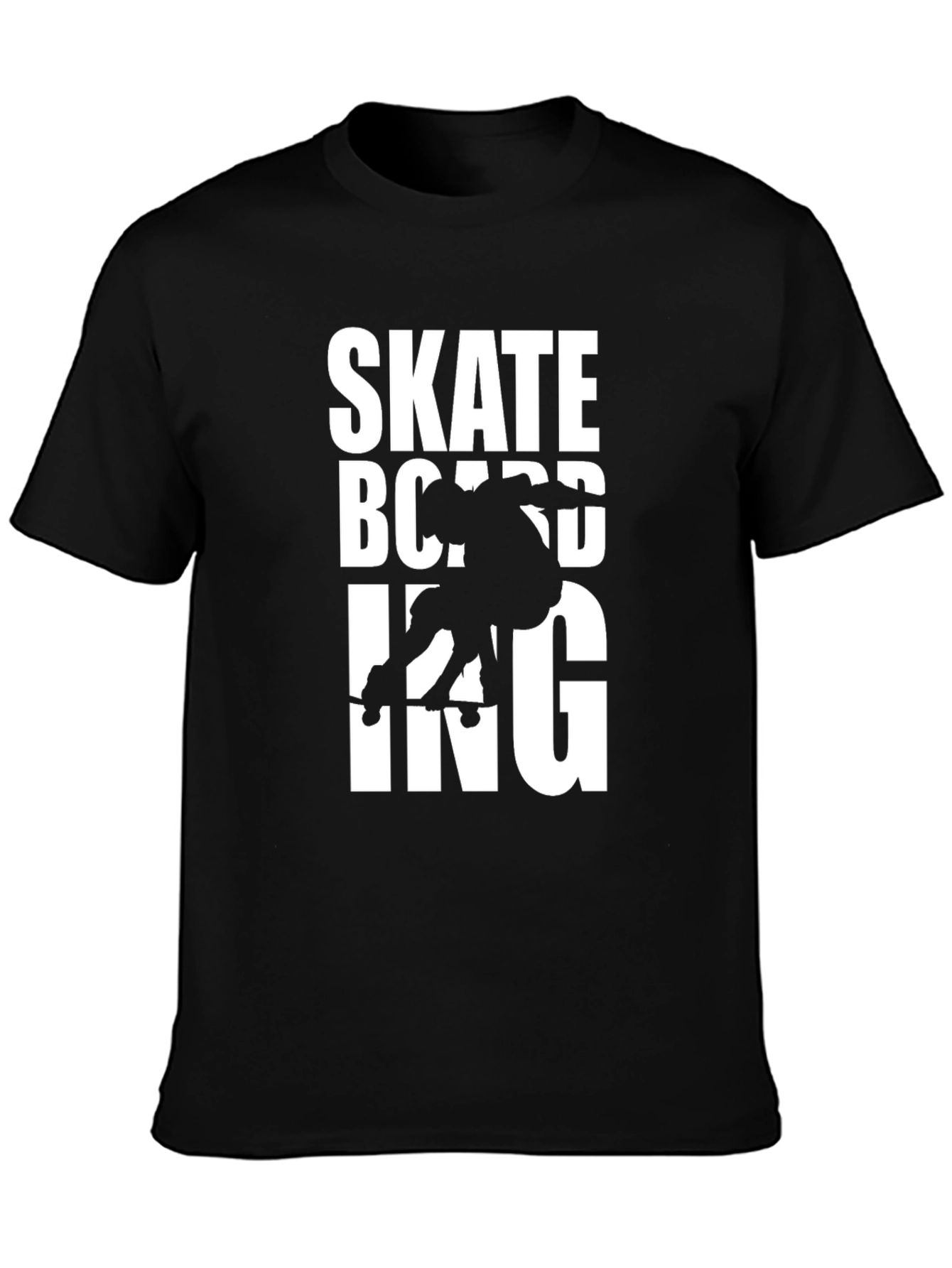 Skateboarding Graphic Tee - Black Cotton T-Shirt