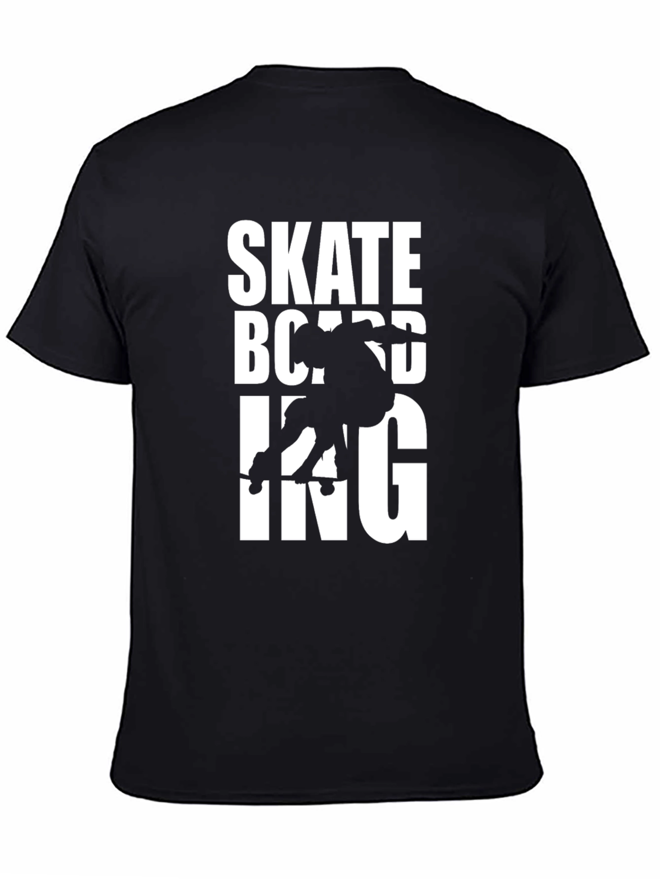 Skateboarding Graphic Tee - Black Cotton T-Shirt