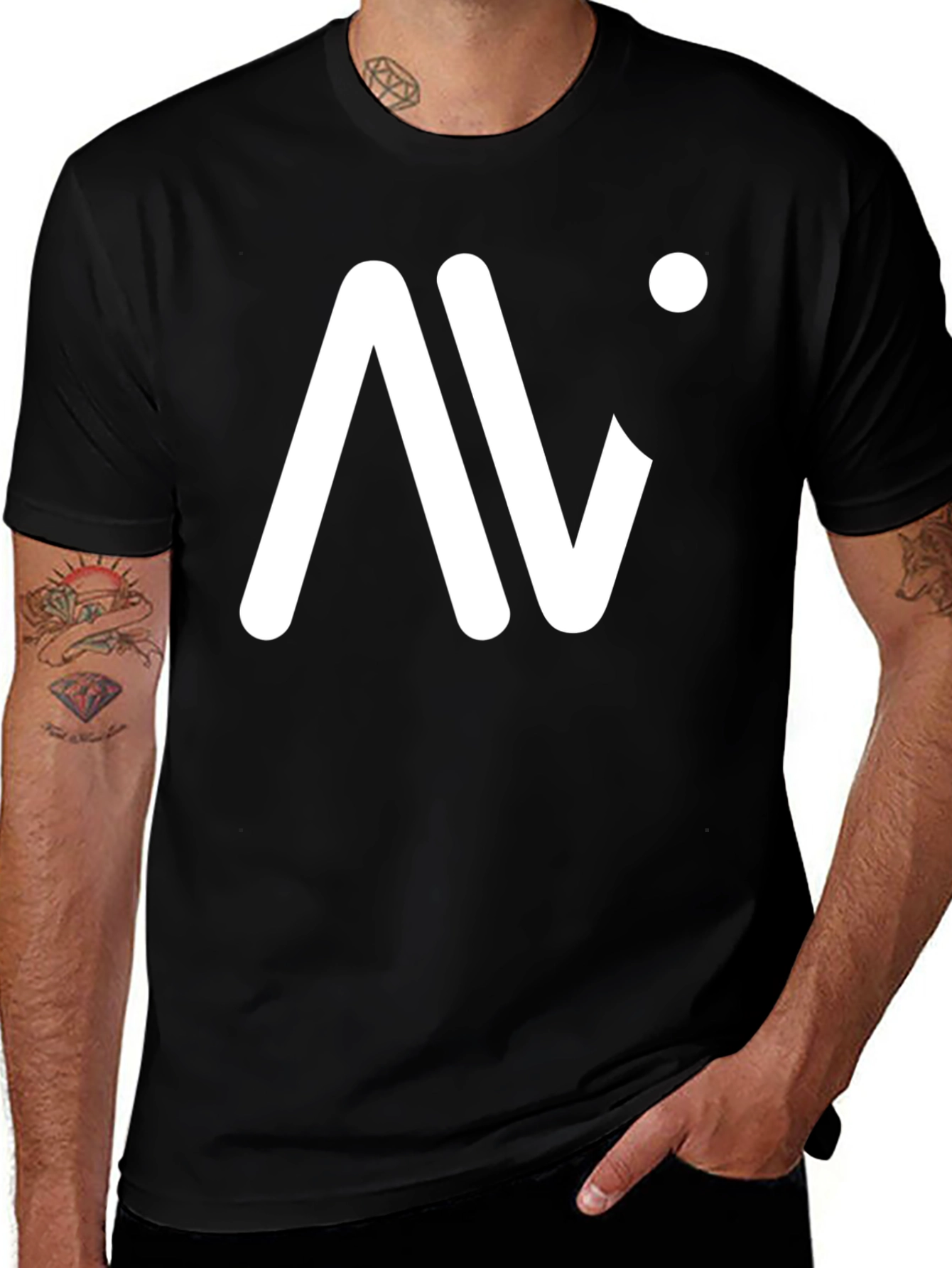 Modern Graphic Tee - Black Cotton Blend Casual Wear