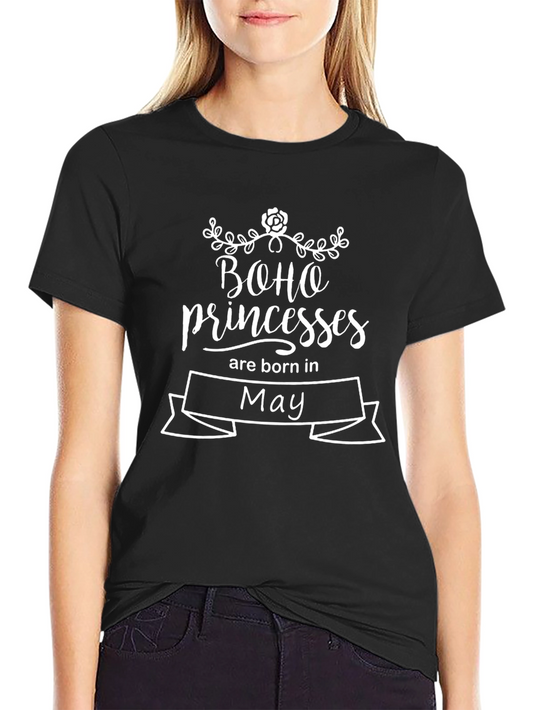 Boho Princesses Born in May Black T-Shirt