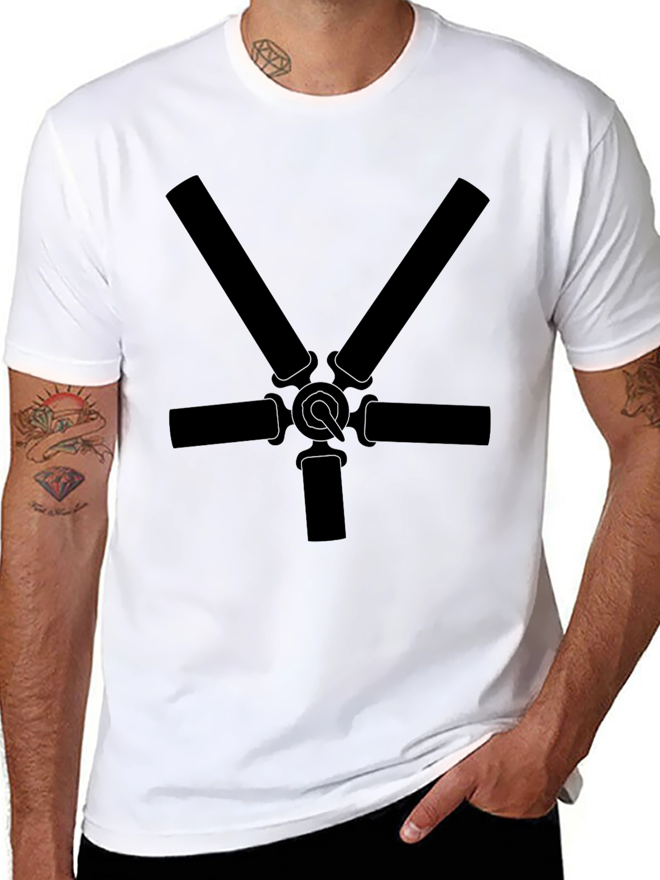 Black T-Shirt with Unique Graphic Design