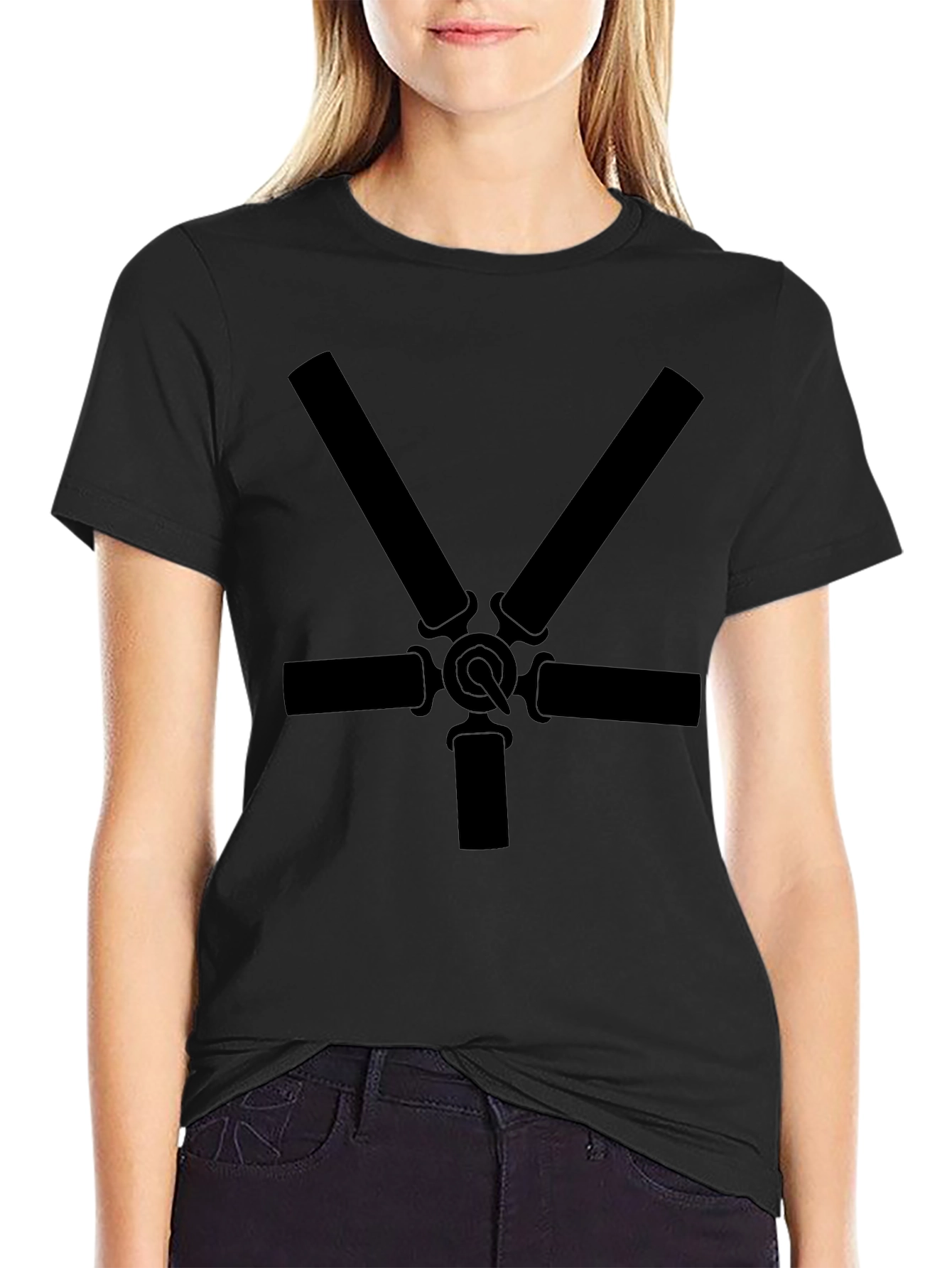 Black T-Shirt with Unique Graphic Design