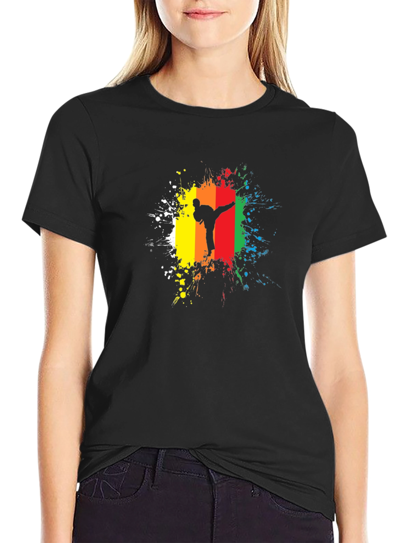 Karate Silhouette Splatter T-Shirt - Martial Arts Tee
