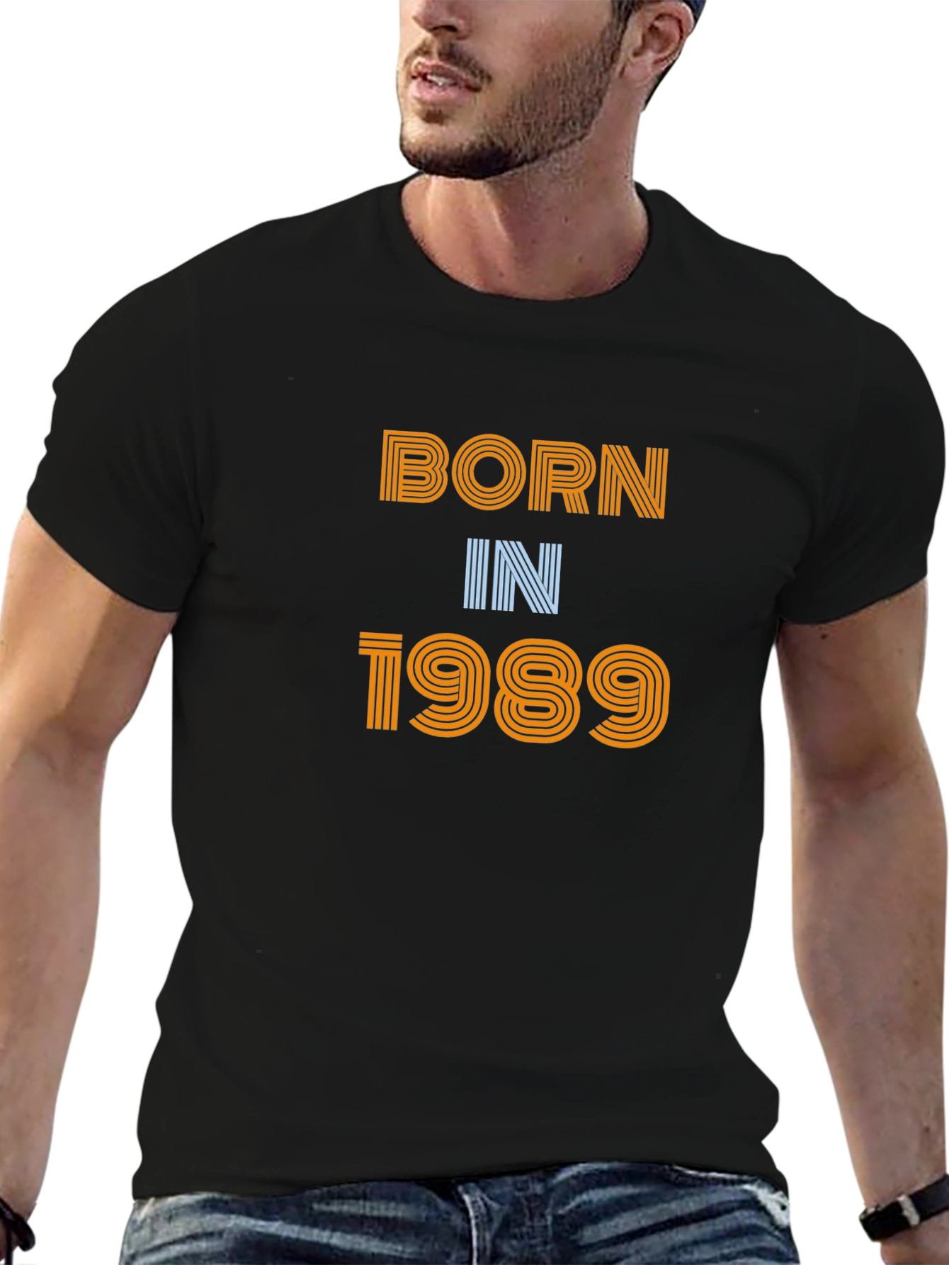 Born in 1989 Black Graphic Tee