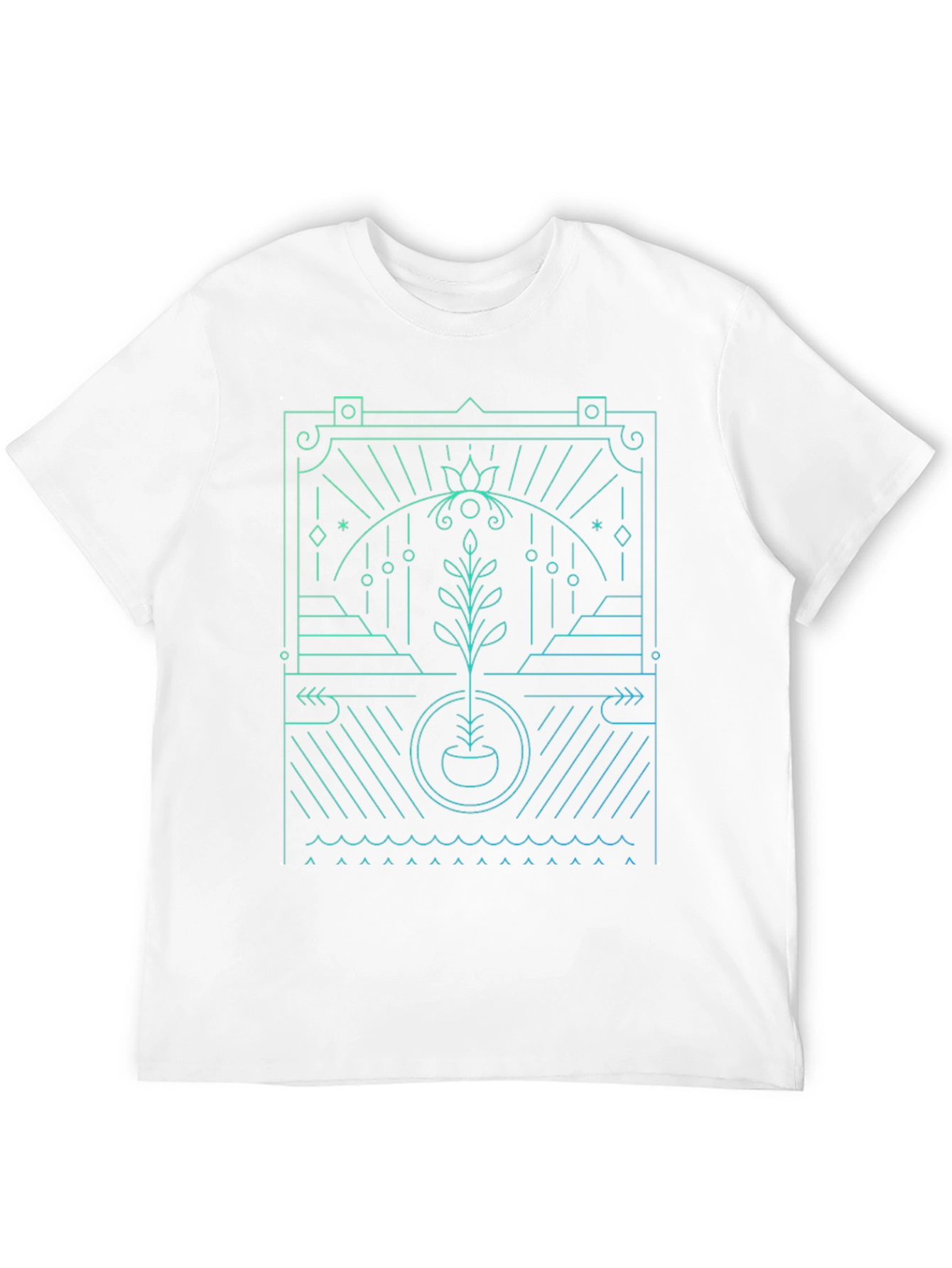 Abstract Plant Graphic Black T-Shirt