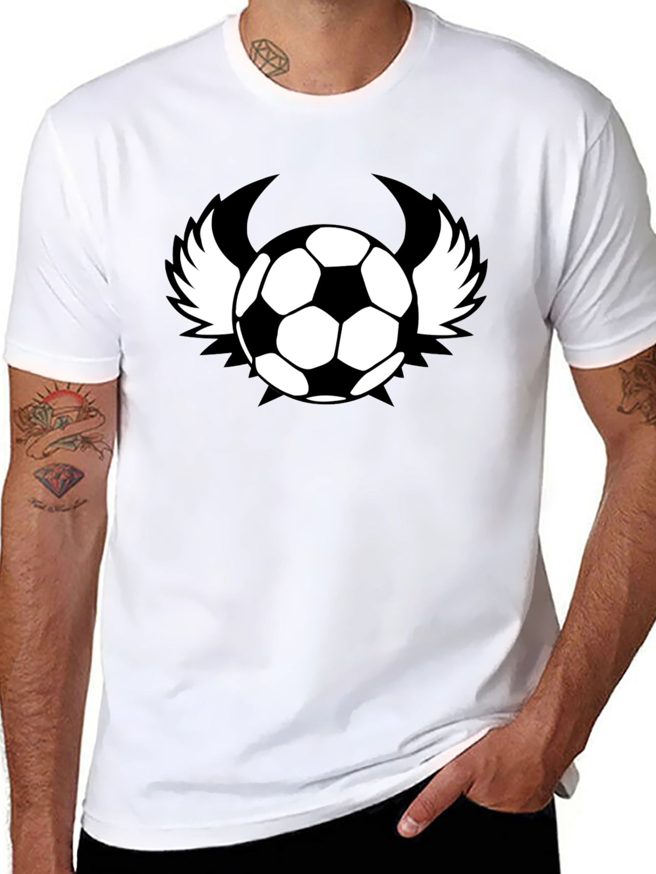 Winged Soccer Ball Graphic T-Shirt